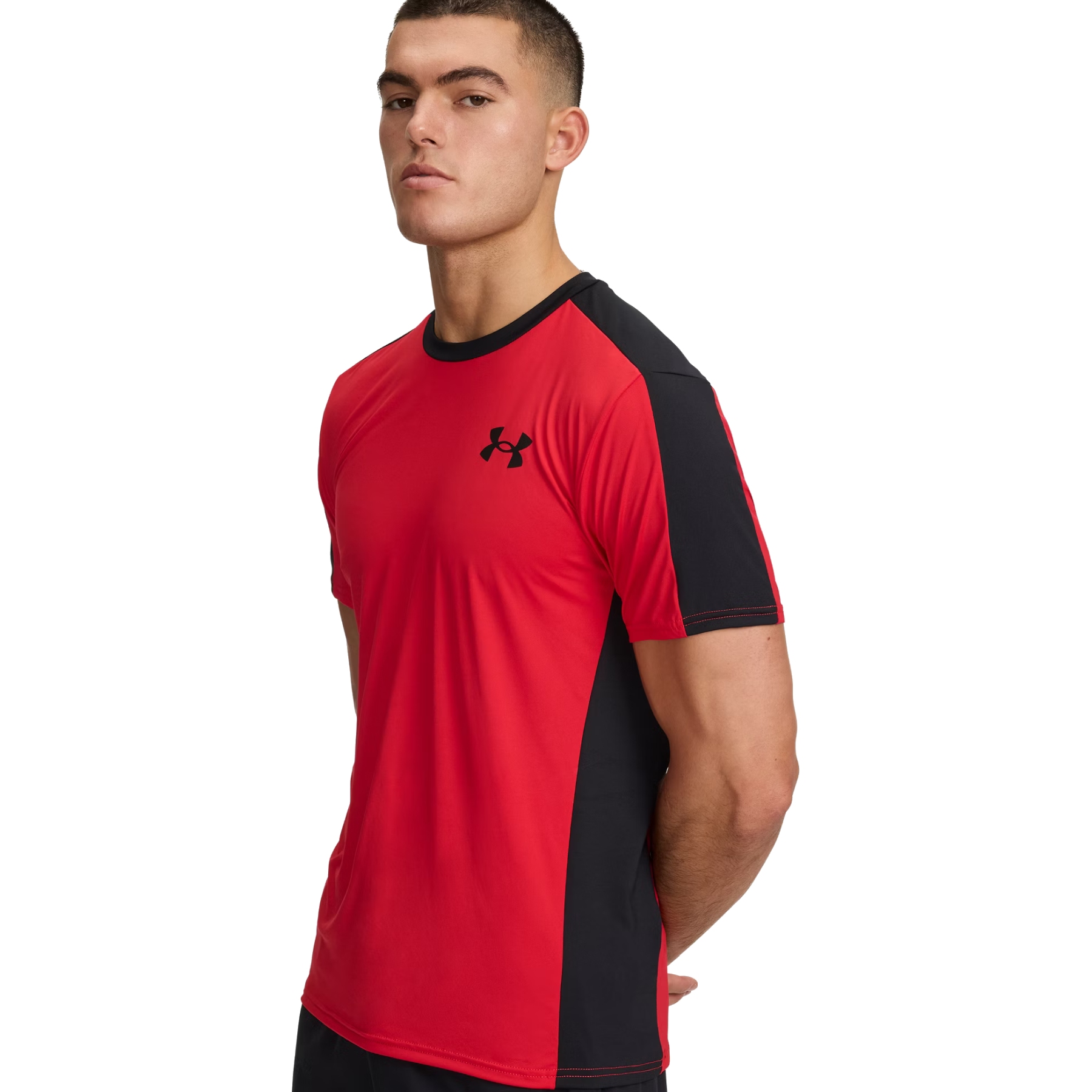 Produktbild von Under Armour HeatGear® mit Schriftzug Kurzarm-Oberteil Herren - Rot/Schwarz