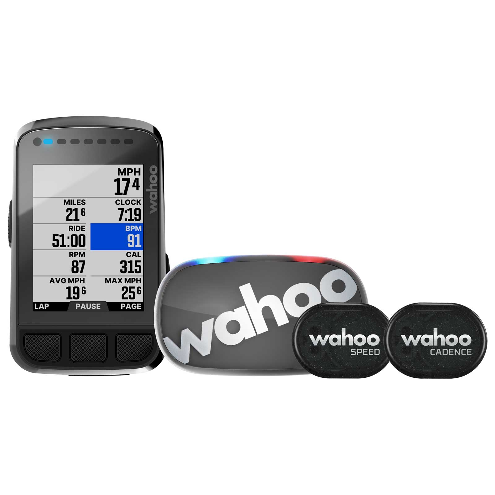 Photo produit de Wahoo ELEMNT BOLT 2.0 GPS + TICKR + RPM - Pack Compteur Vélo GPS - noir