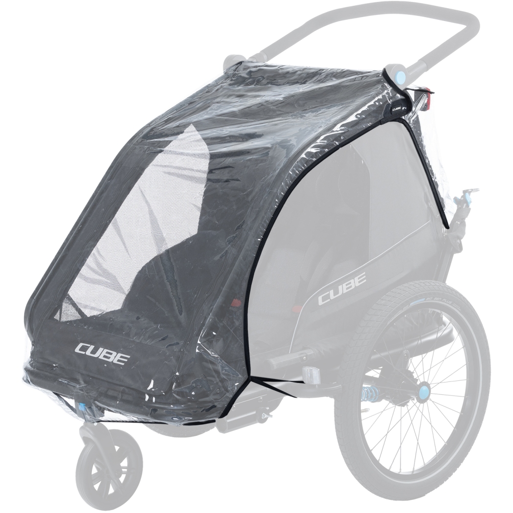 CUBE Rain Cover for Kids Bike Trailer Double CMPT transparent