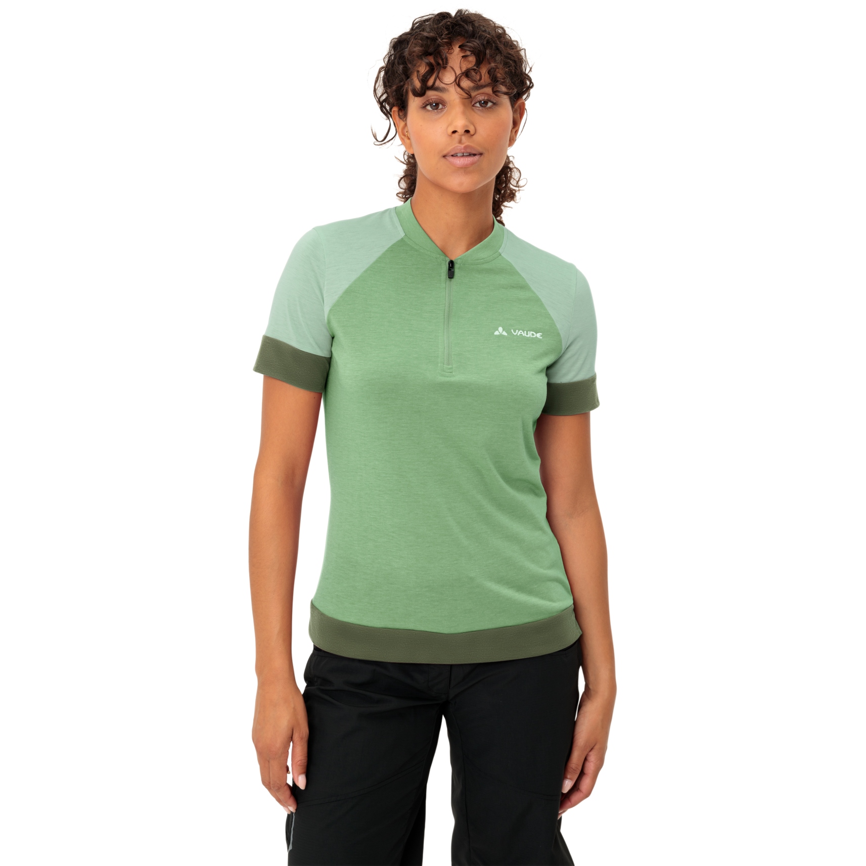 Productfoto van Vaude Altissimo Q-Zip Shirt met Korte Mouwen Dames - aloe vera