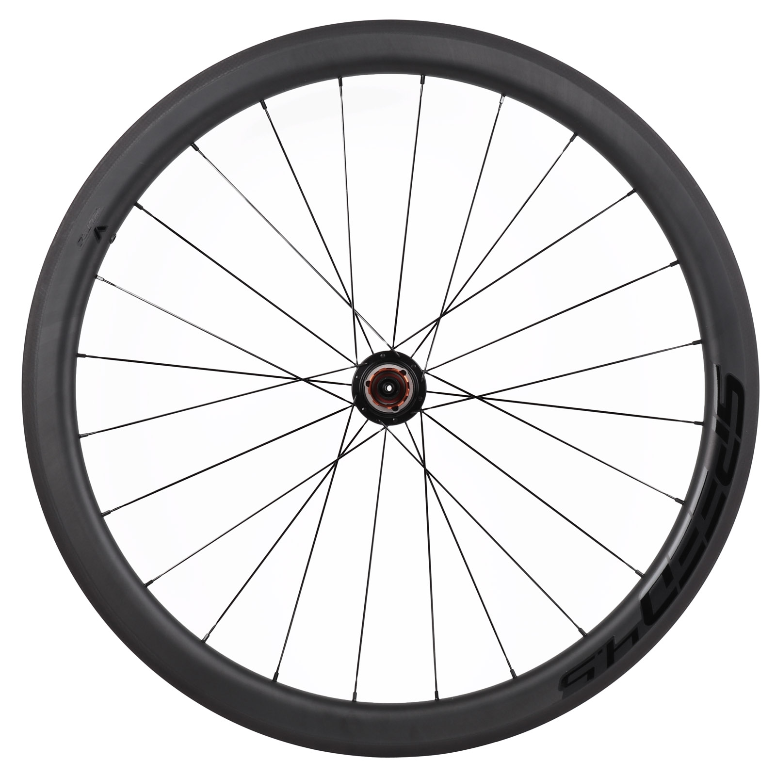 Productfoto van Veltec Speed 4.5 Carbon Rear Wheel - Clincher - QR130 - black with black decals