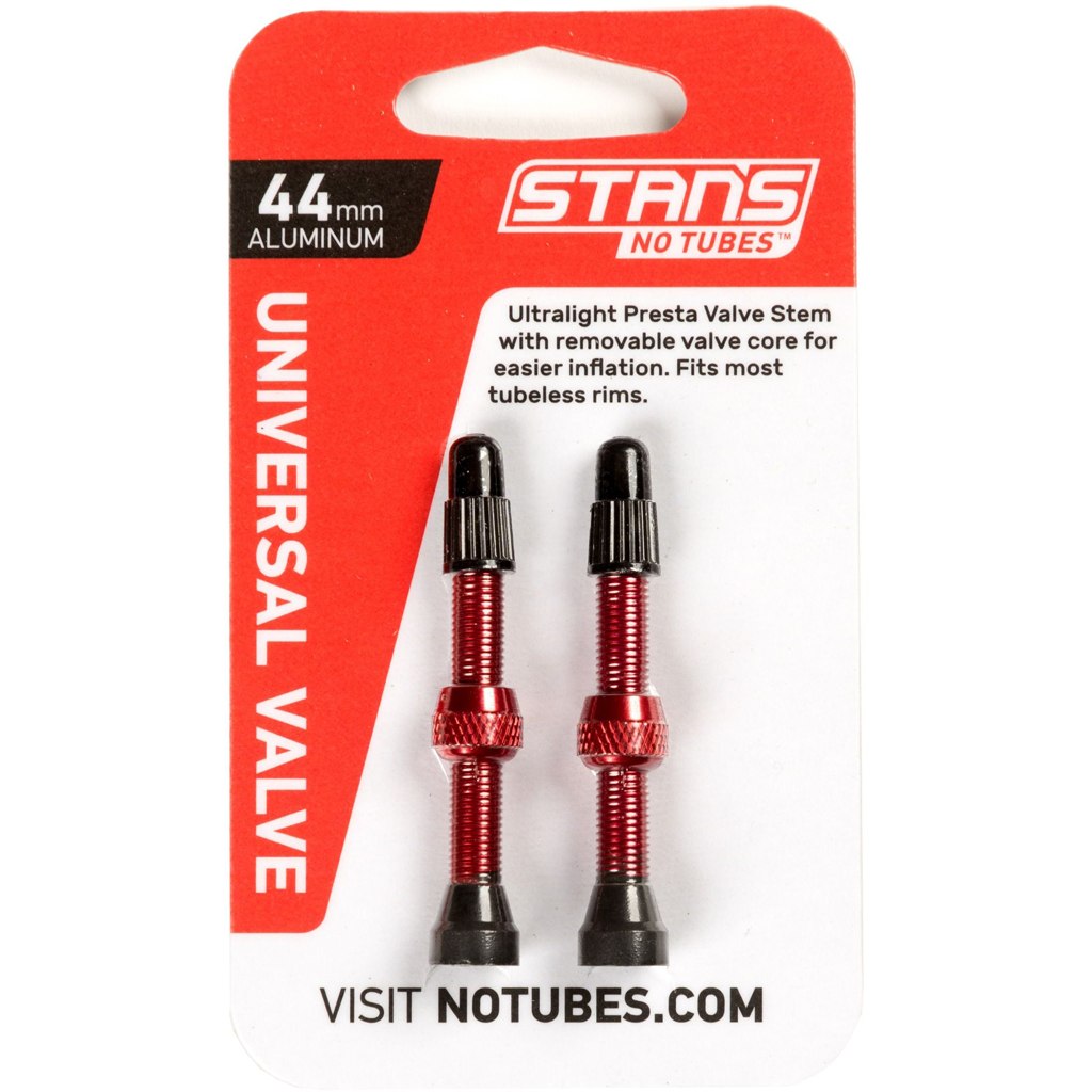 Image of Stan's NoTubes Universal Tubeless Valves - 55mm (1 Pair) - red