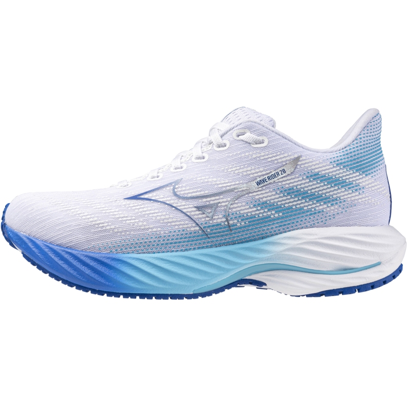 Mizuno Chaussures Running Femme Wave Rider 28 Blanc Mugen Blue River Blue