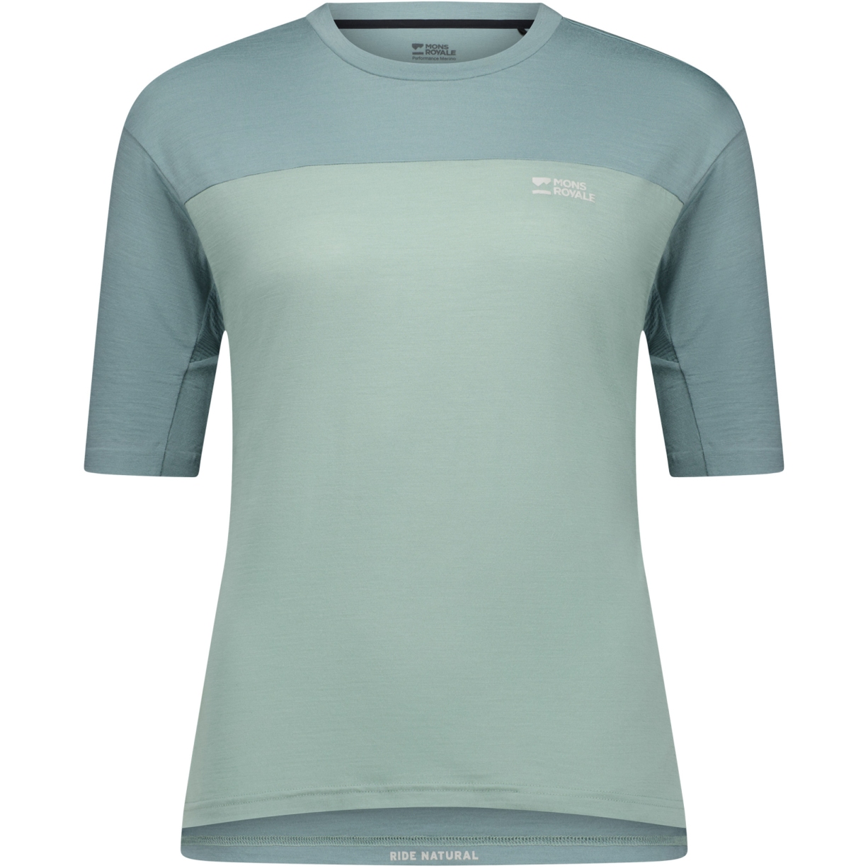 Женский трикотаж Mons Royale Diversion Merino Bike с коротким рукавом - dew / desert sage