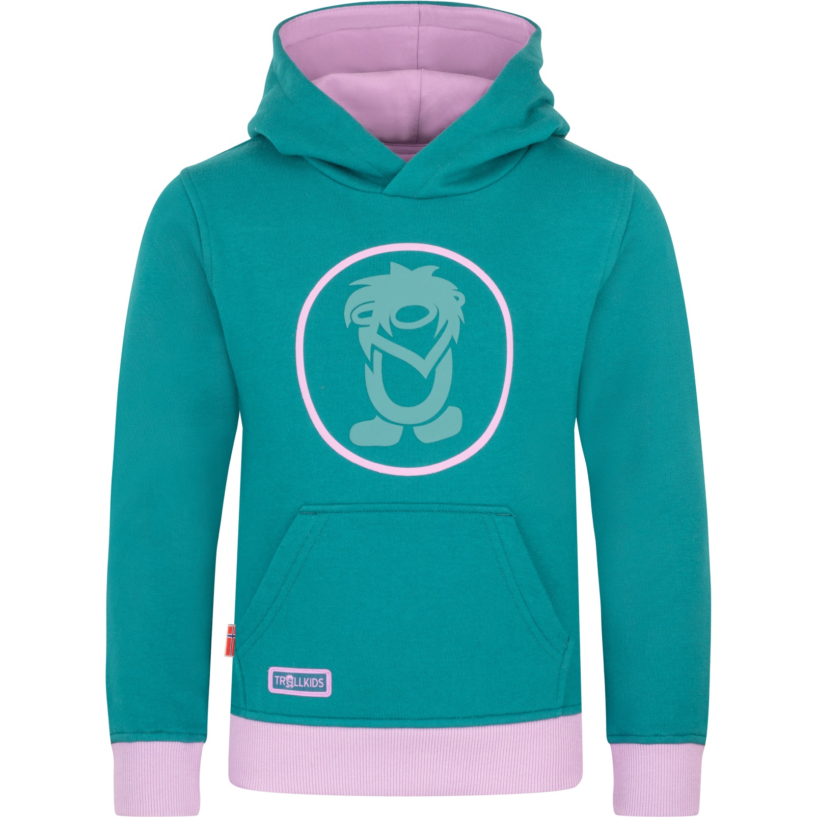 Детский свитер Trollkids Troll Sweater - Океанский зеленый/ Светло-фиолетовый / Пыльно-бирюзовый