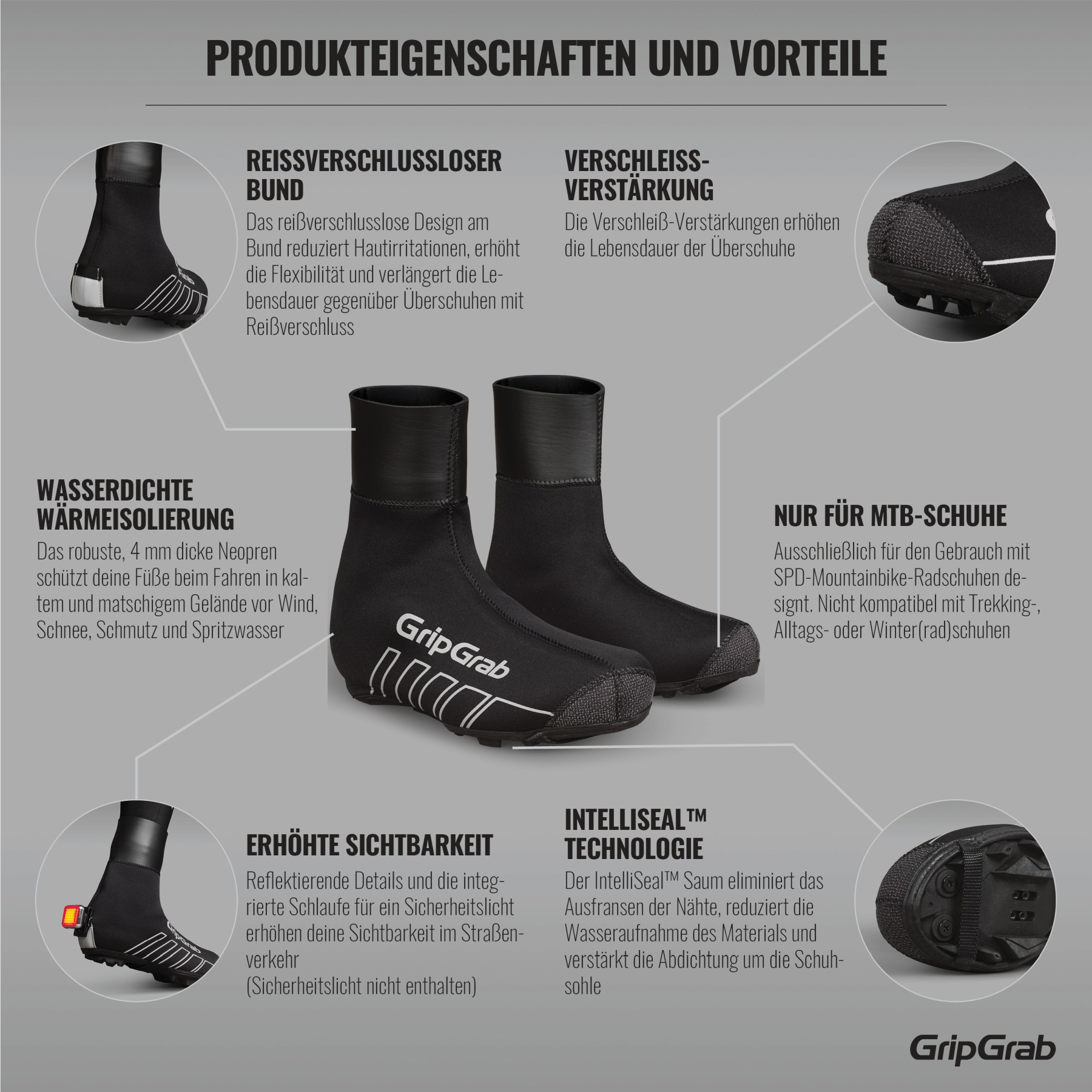 GripGrab Couvre-Chaussures Imperméables Hiver MTB/CX RaceThermo X - Noir