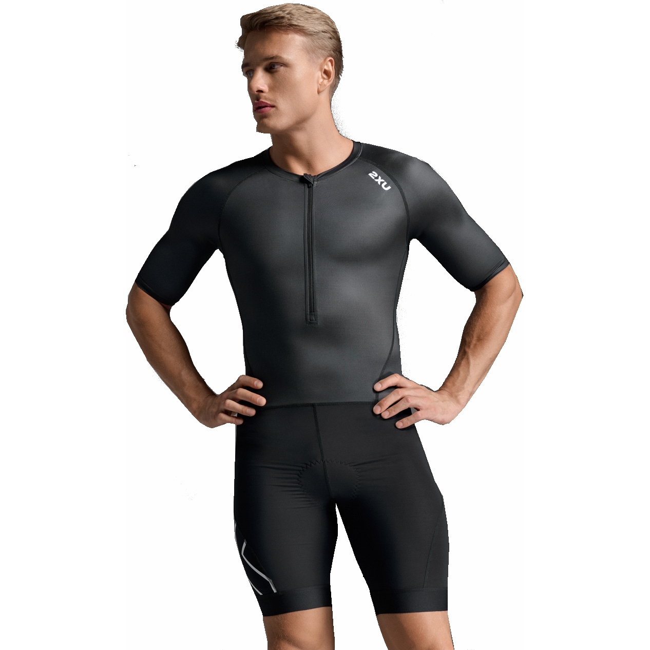 Foto van 2XU Core Sleeved Trisuit Heren - zwart/wit