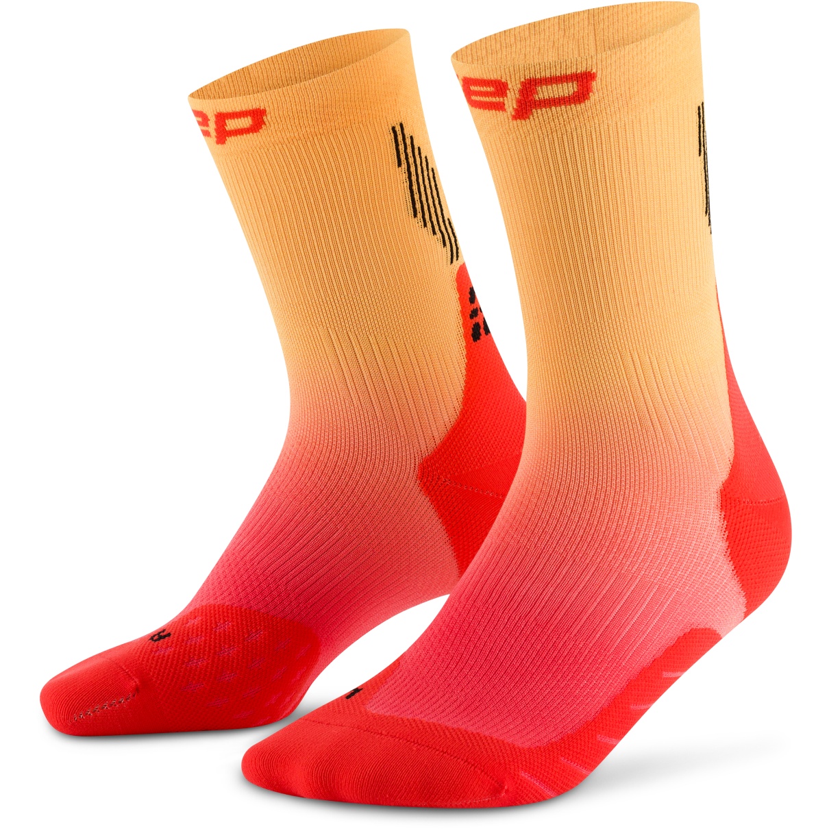 Picture of CEP Core Run Edt. Gradient Mid Cut Compression Socks Men - red/marigold fade