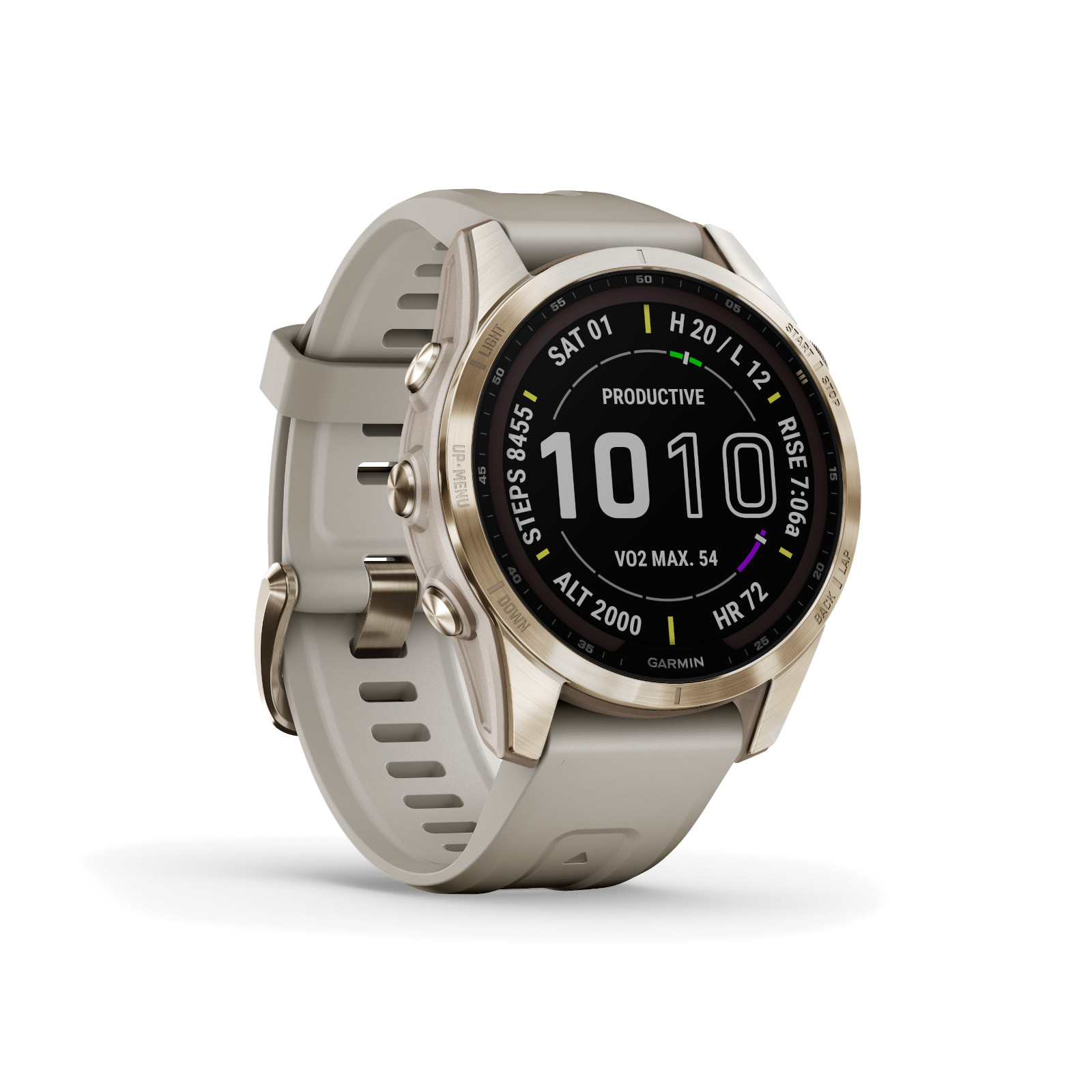 Produktbild von Garmin fenix 7S Sapphire Solar GPS Smartwatch - cremegold/beige - Titan