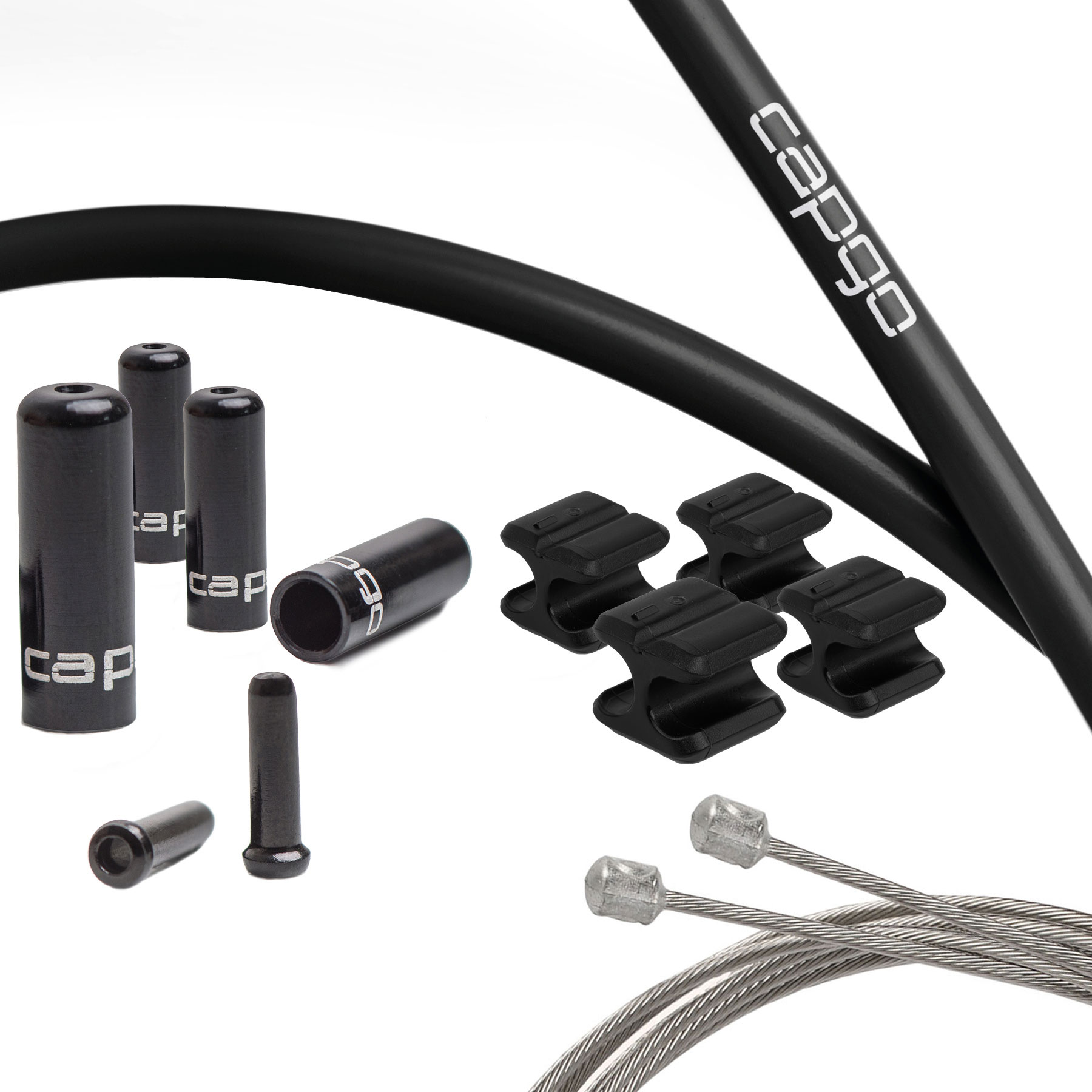 Picture of capgo Shift Cable Set - Orange Line | Double (2x) - Road (Campagnolo) | black