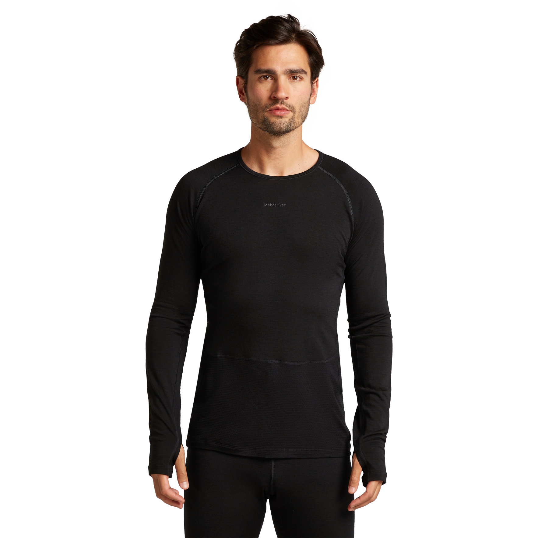 Produktbild von Icebreaker Merino 200 ZoneKnit™ Thermo-Langarmshirt mit Rundhalsausschnitt Herren - Schwarz