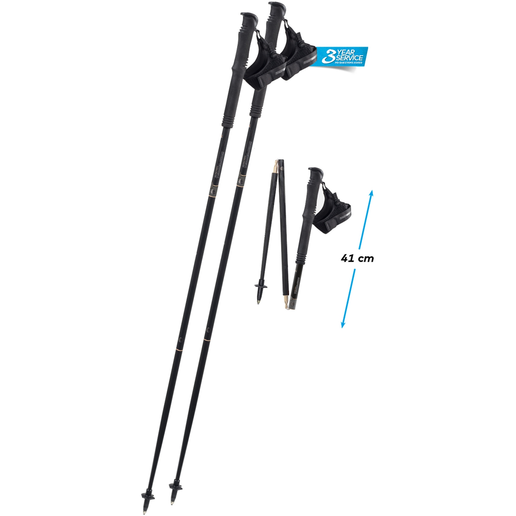Picture of Komperdell Carbon Trail.FXP foldable Click-In Trailrunning Poles (Pair) - black/titan
