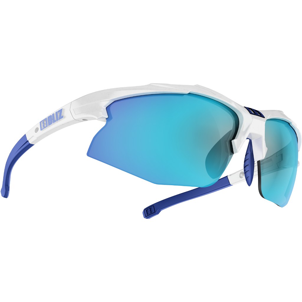 Picture of Bliz Hybrid Glasses - White / Smoke with Blue Multi + Orange + Clear