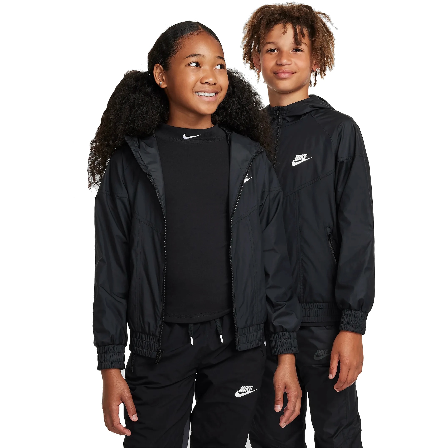 Nike Sportswear Windrunner Repel Jacket Kids black black black white FZ5516 010