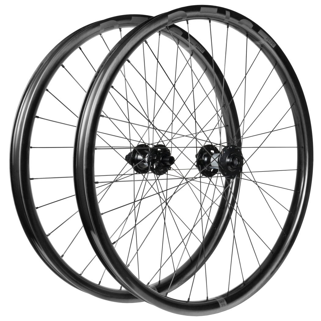 Picture of Beast Components HY35 Wheelset - 27.5&quot; (E-MTB) | Carbon | Hookless | 6-Bolt - 15x110mm | 12x148mm (Boost) - HG | UD black