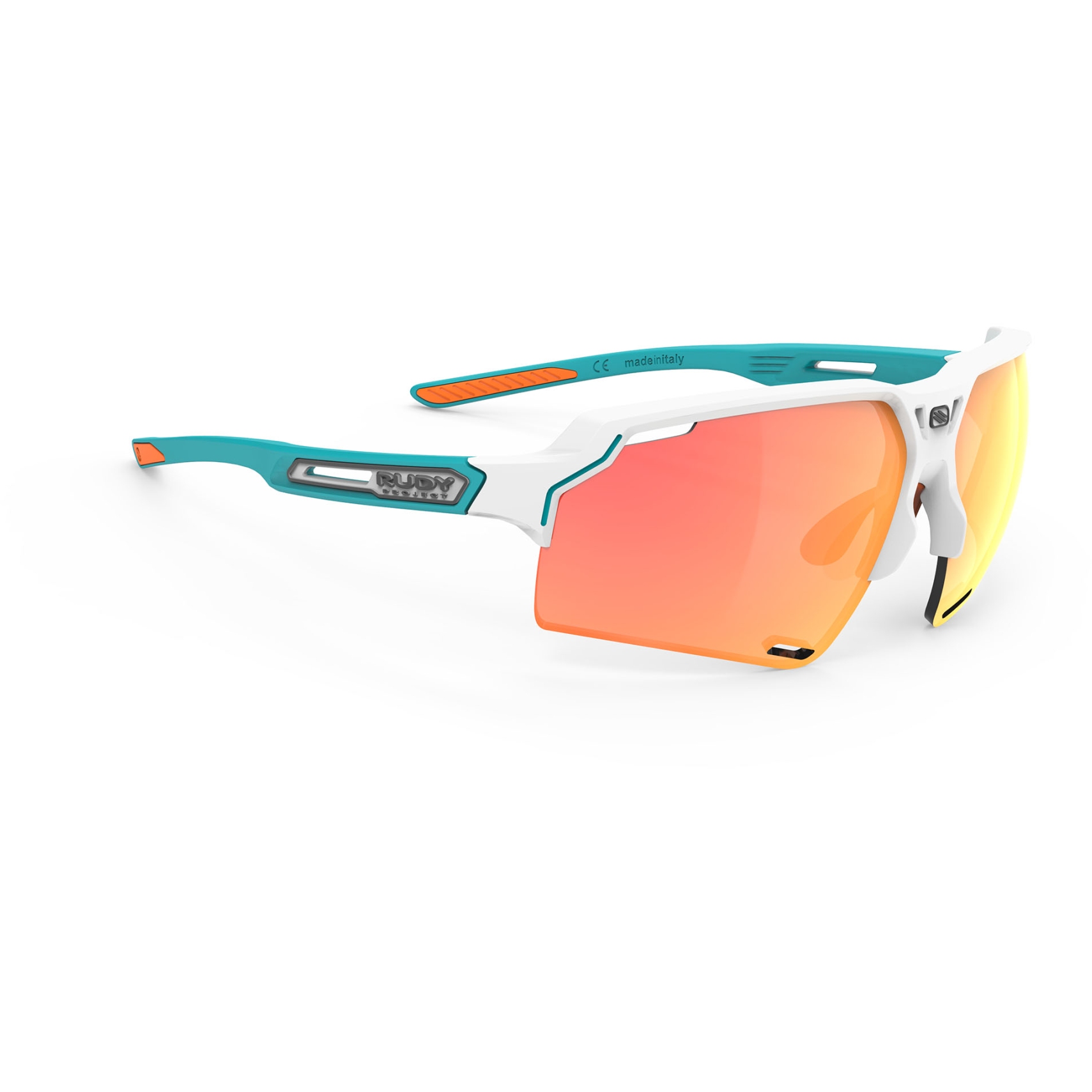 Productfoto van Rudy Project Deltabeat Glasses - White Emerald (Matte)/Multilaser Orange