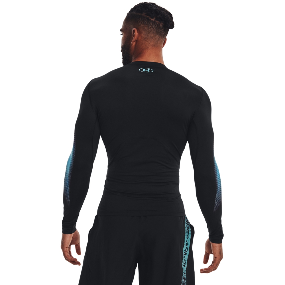 Under Armour HeatGear® Long Sleeve Shirt Men - Black/Blue Surf
