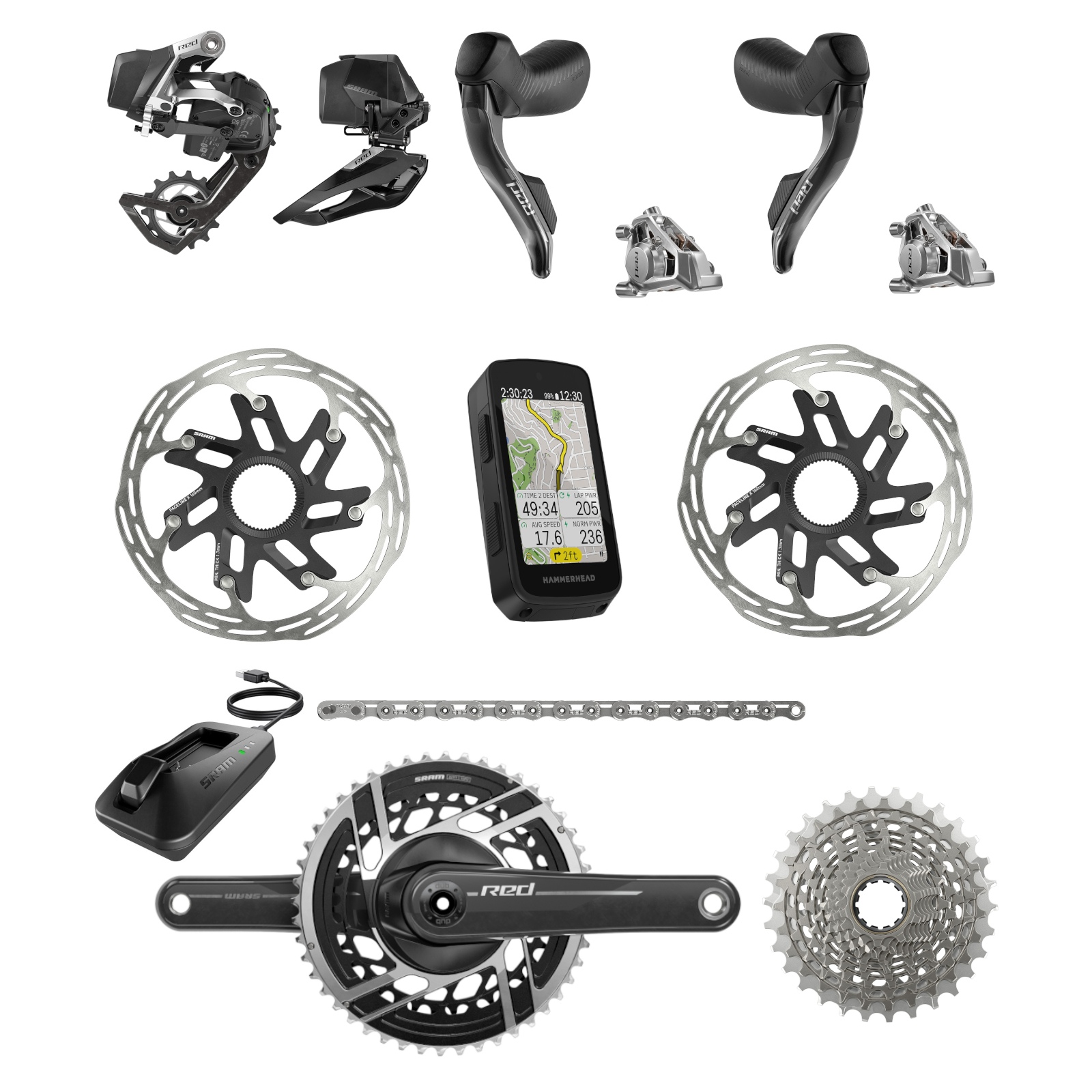 SRAM RED AXS HRD Shift-Brake Control + Hydraulic Disc Brake Set | Flat ...