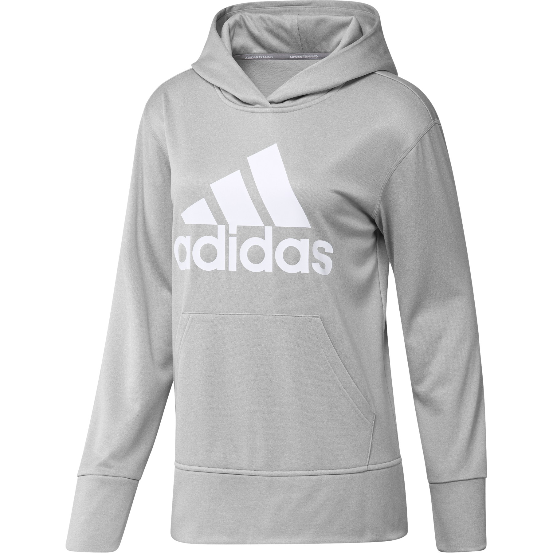 Image of adidas Women's AEROREADY Big Logo Hoodie - medium grey heather/white HI4962