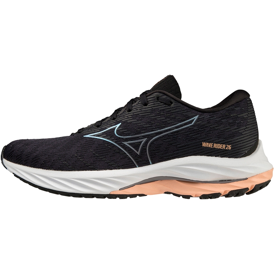 Picture of Mizuno Wave Rider 26 Wide Running Shoes Women - Odyssey Gray / Quicksilver / Salmon