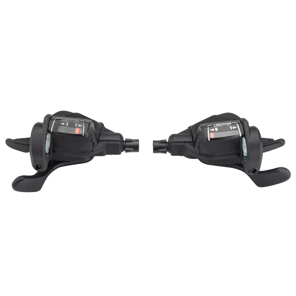Picture of microSHIFT MEZZO TS39-8 Thumb Tap Shift Levers - 3x8-speed - Pair