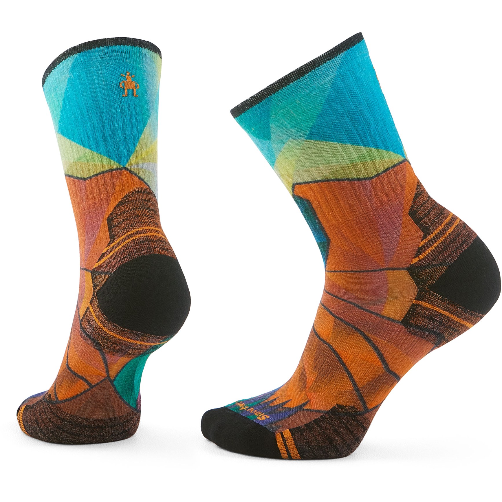 Productfoto van SmartWool Targeted Cushion Mountain Prism Print Crew Wandelsokken Dames - L17 orange rust