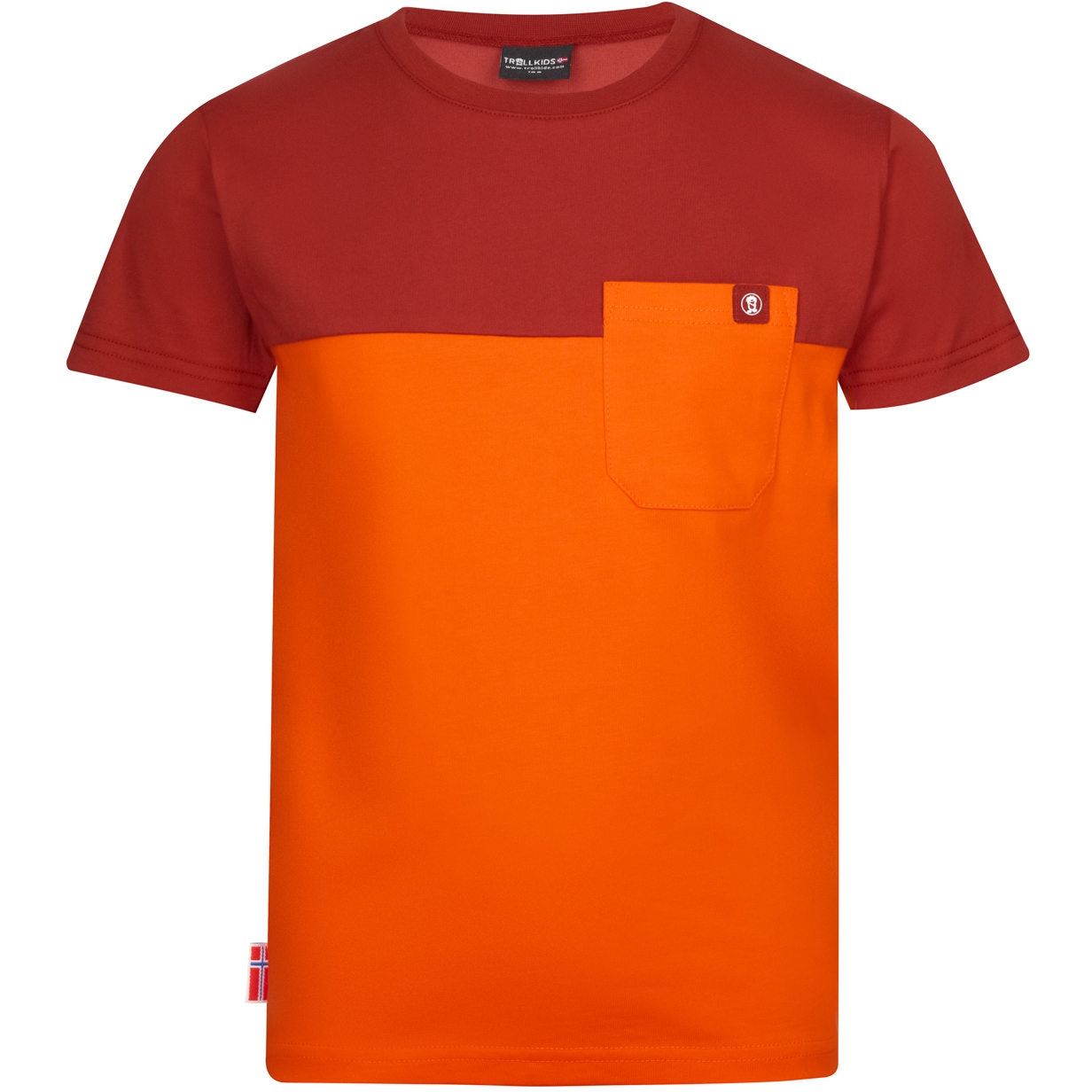 Productfoto van Trollkids Bergen Kinder T-Shirt - Bright Orange/Red Brown