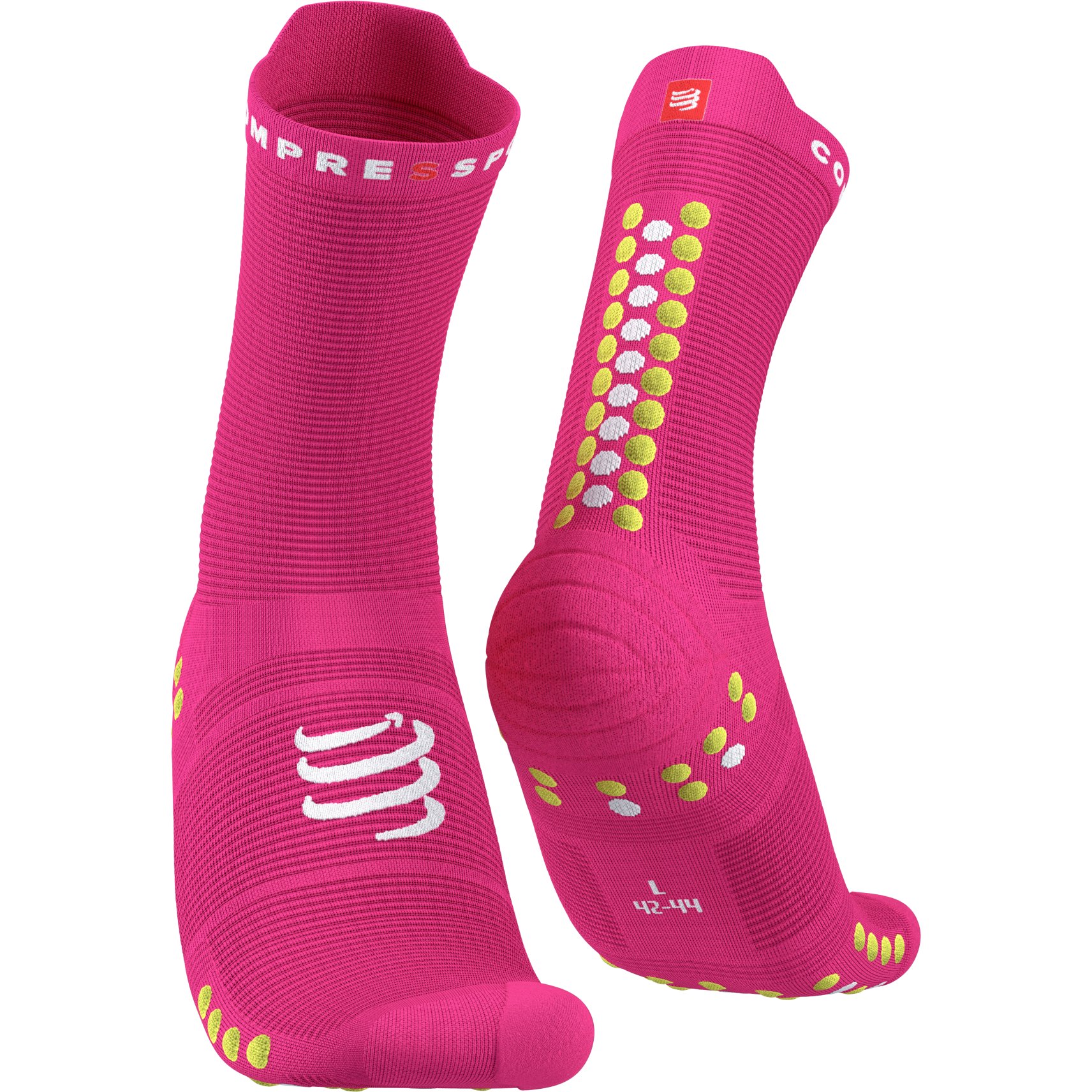 Image of Compressport Pro Racing Compression Socks v4.0 Run High - fluo pink/primerose