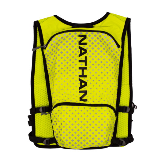 Productfoto van Nathan Sports HyperNight QuickStart 4L 2.0 Hydration Pack - Hi Vis Yellow/Geo Print