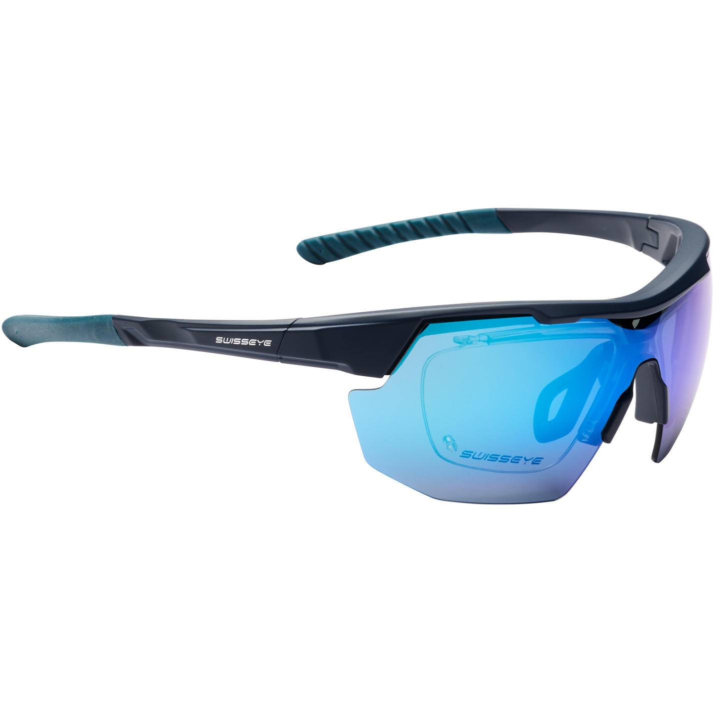 Produktbild von Swiss Eye Speedway Brille - Dark Blue Matt / Blue - Smoke BW Revo + Orange + Clear 12342