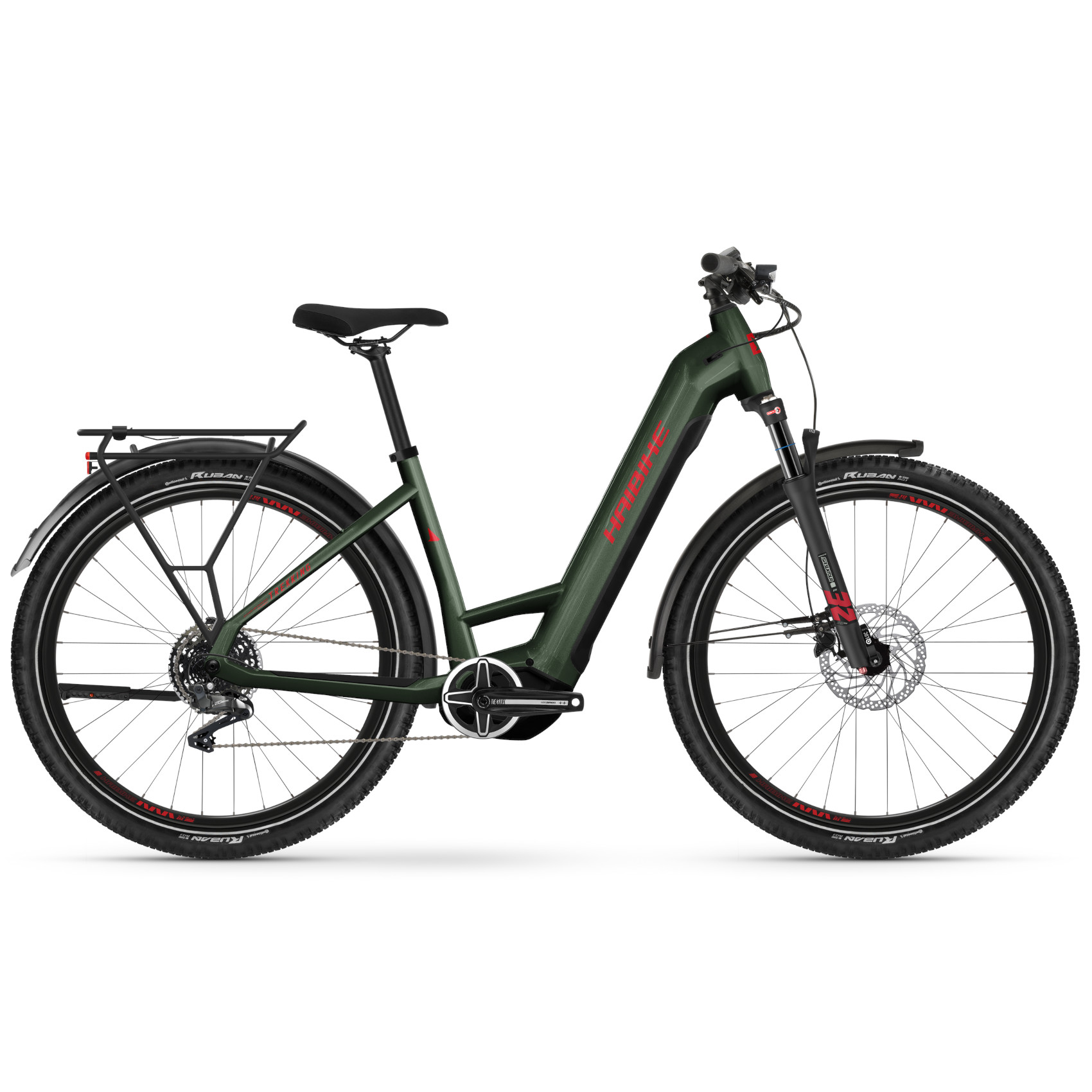Picture of Haibike TREKKING 5 LOW 720Wh - 27.5&quot; Easy Entry Electric Trek Bike - 2024 - olive/red - gloss