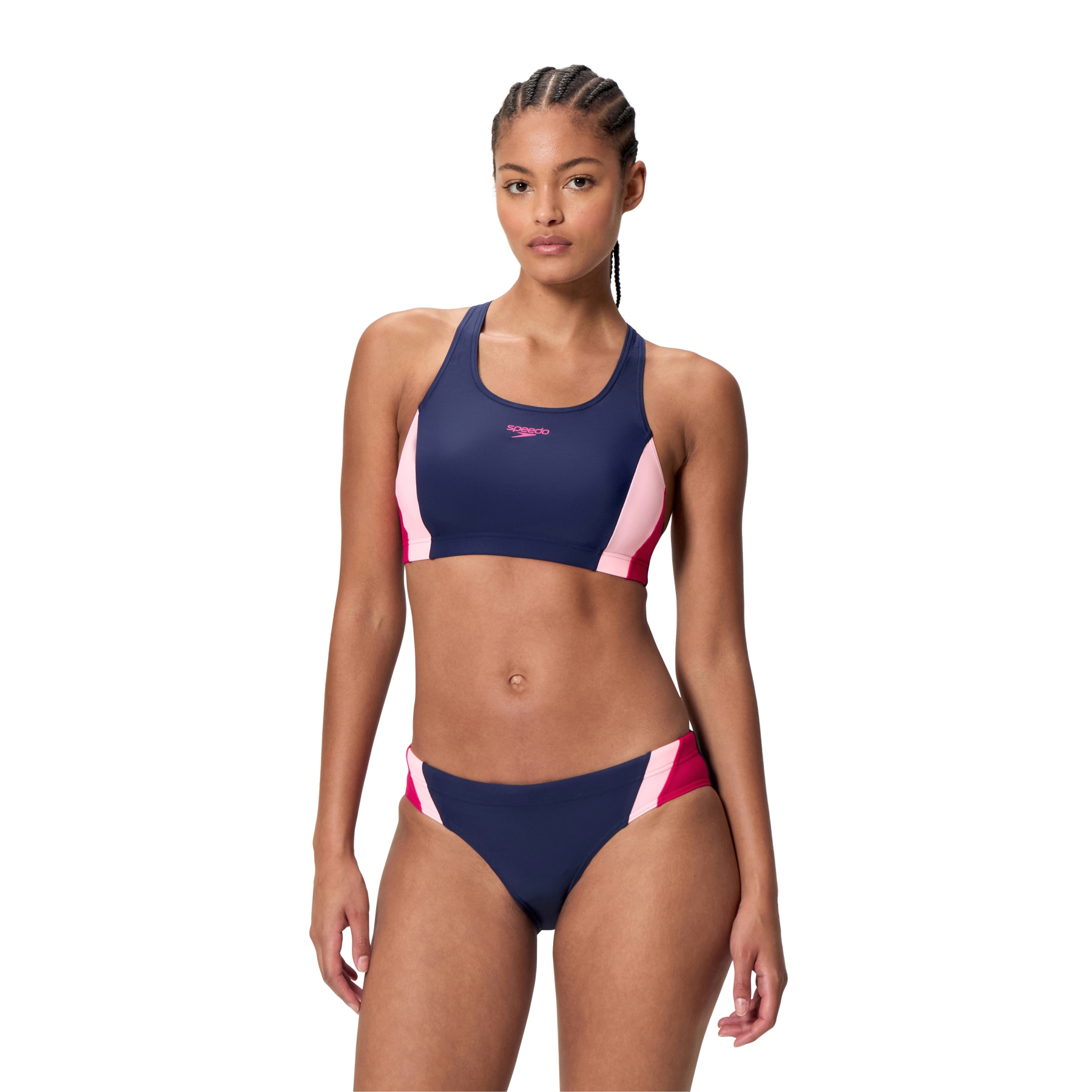 トップス CLANE / SPEEDO SEPARATES HIGH WAIST SWIM Speedo Colourblock Splice 2.0 Two Piece Bikini Women - peacoat