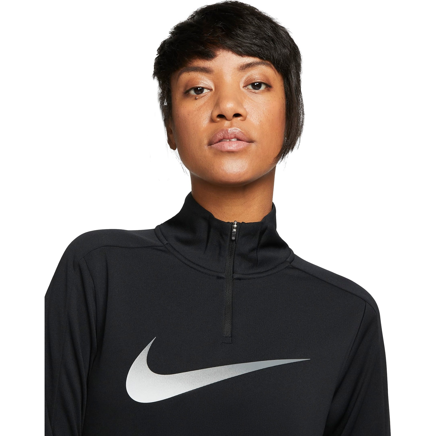 Nike Dri-FIT Swoosh Short Zip Long Sleeve Top Women - black/reflective  silver DX0952-010