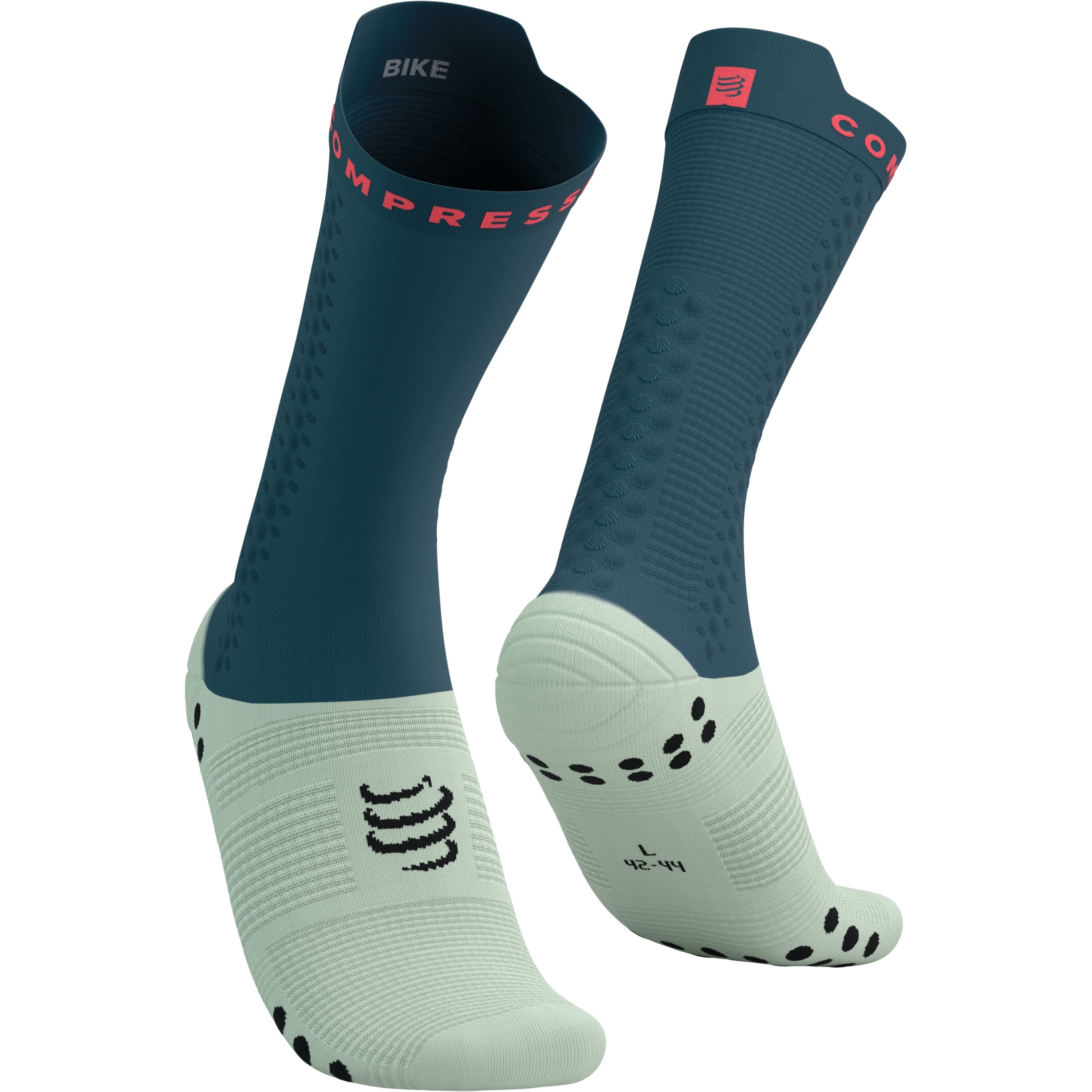 Bild von Compressport Pro Racing Kompressionssocken v4.0 Bike - stargazer/almost aqua/fluo red