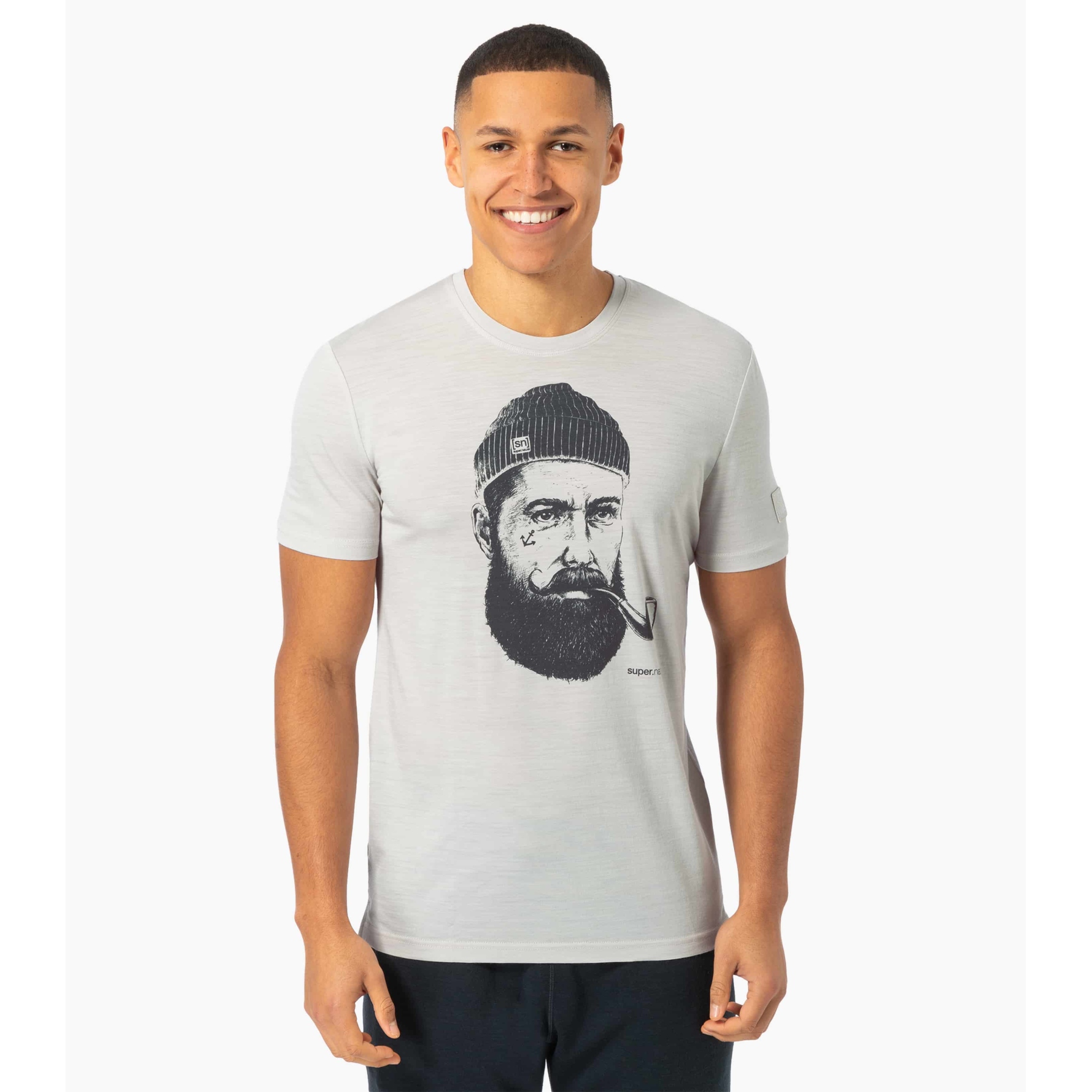 SUPER NATURAL SN Sailor Bio T-Shirt Herren - White Stone Melange Turbulence Blue