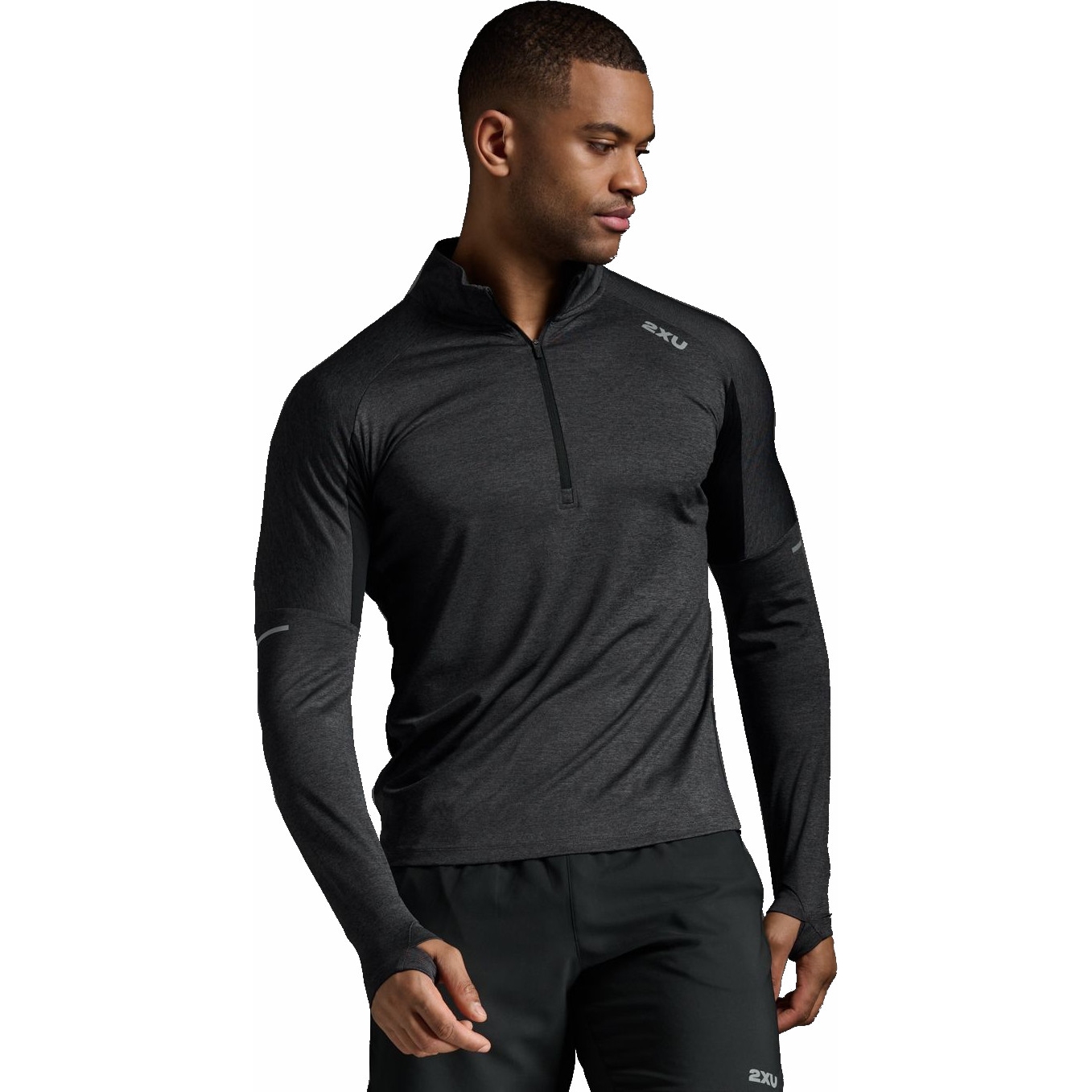 Photo produit de 2XU Shirt Manches Longues Homme - Aero 1/2 Zip - black/silver reflective