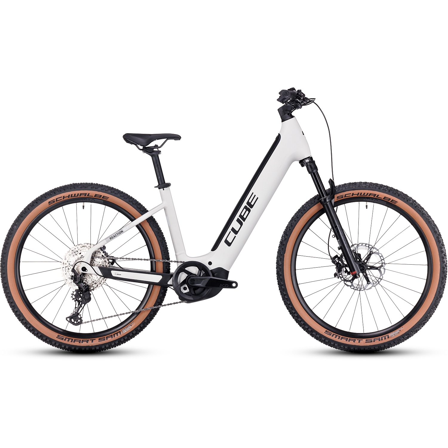 Productfoto van CUBE REACTION HYBRID SLT 750 - 27.5&quot; Easy Entry Electric Mountain Bike - 2023 - silver / cream