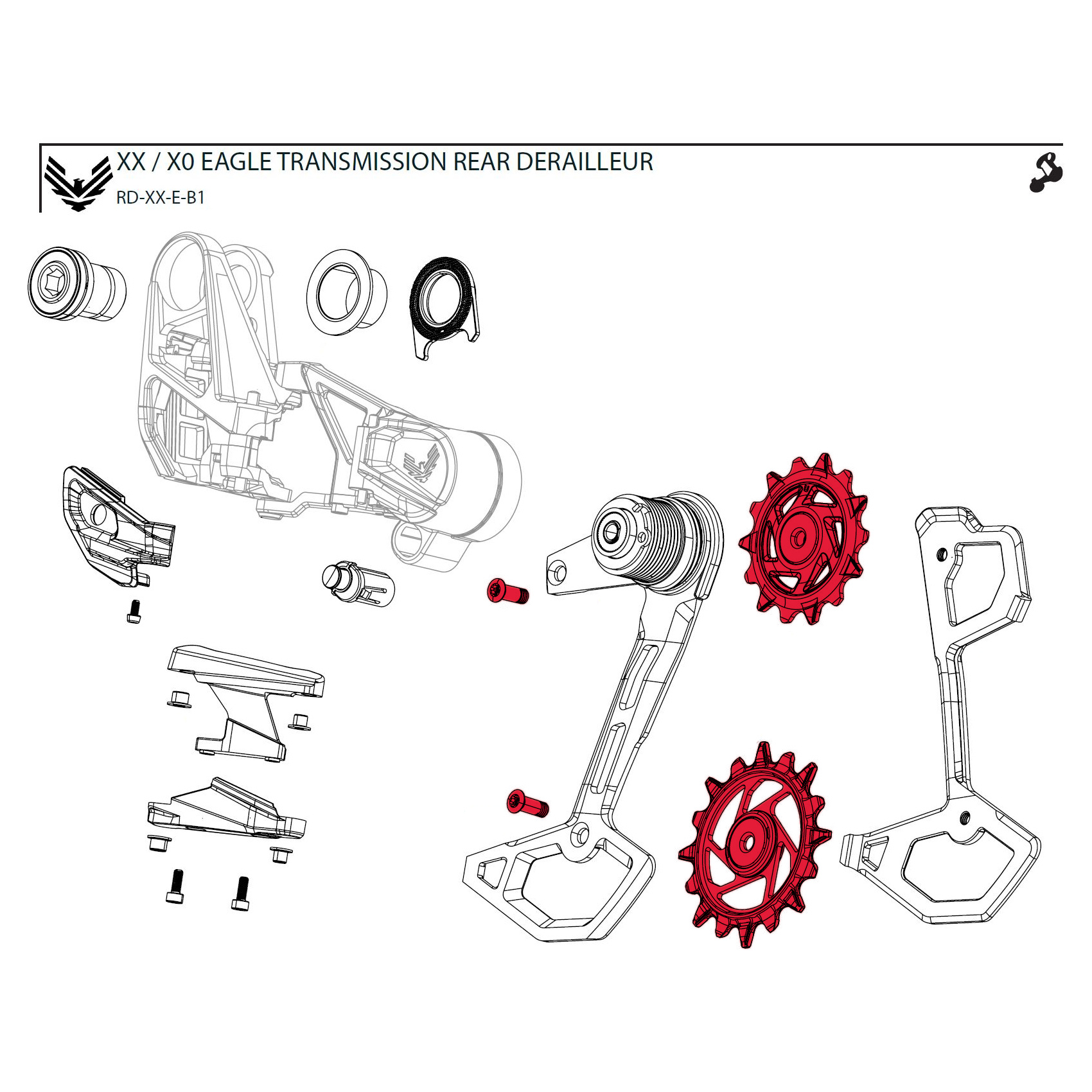 Produktbild von SRAM Schaltungsrädchen Kit für XX Eagle Schaltwerk - AXS | T-Type | B1 - 11.7518.104.007