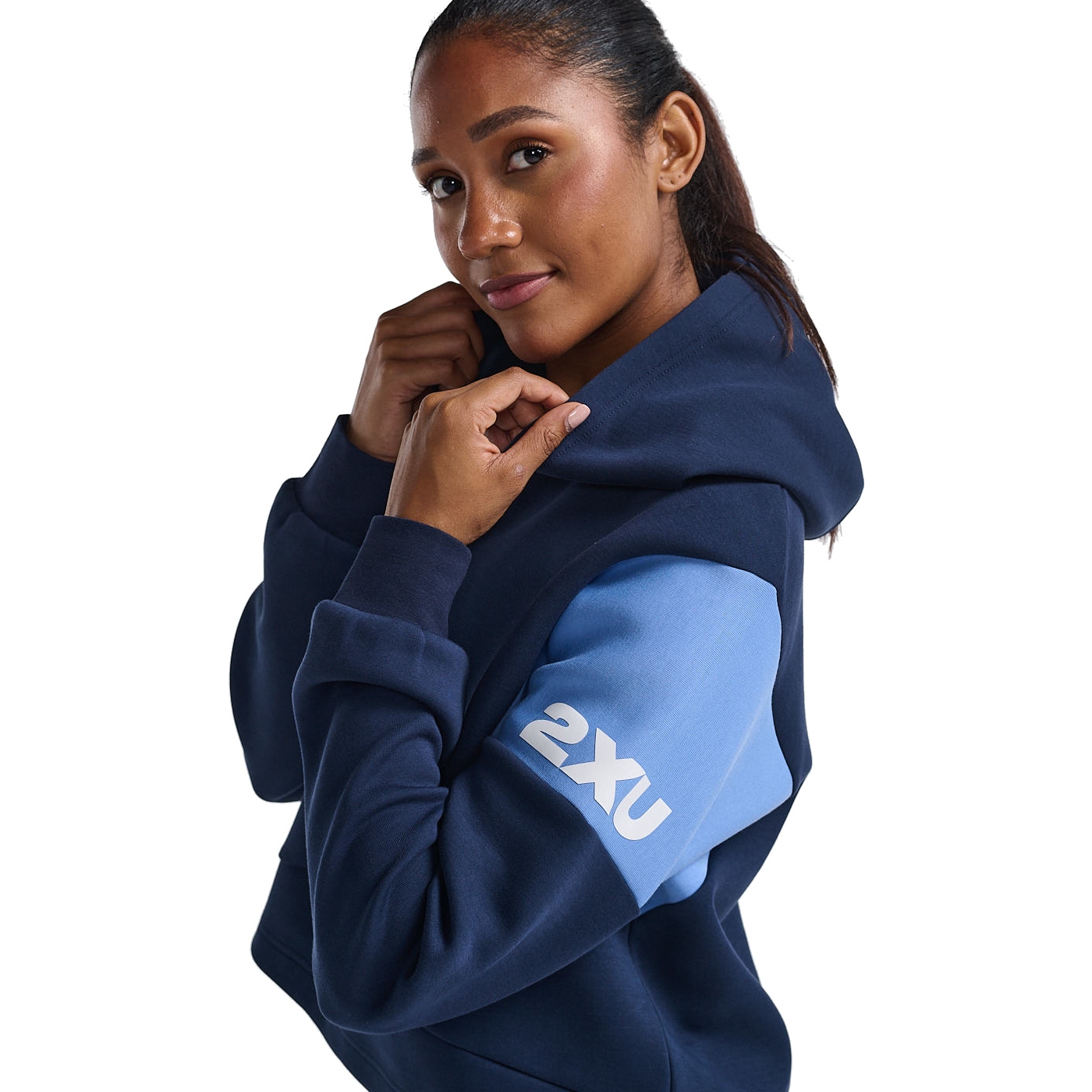 2XU Form Spliced Crop Hoodie Women - midnight/hydrangea | BIKE24