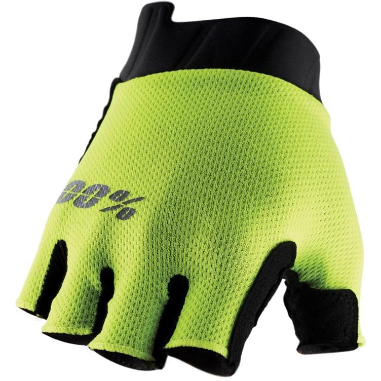 Image of 100% Exceeda Gel Short Finger Bike Gloves - fluo yellow
