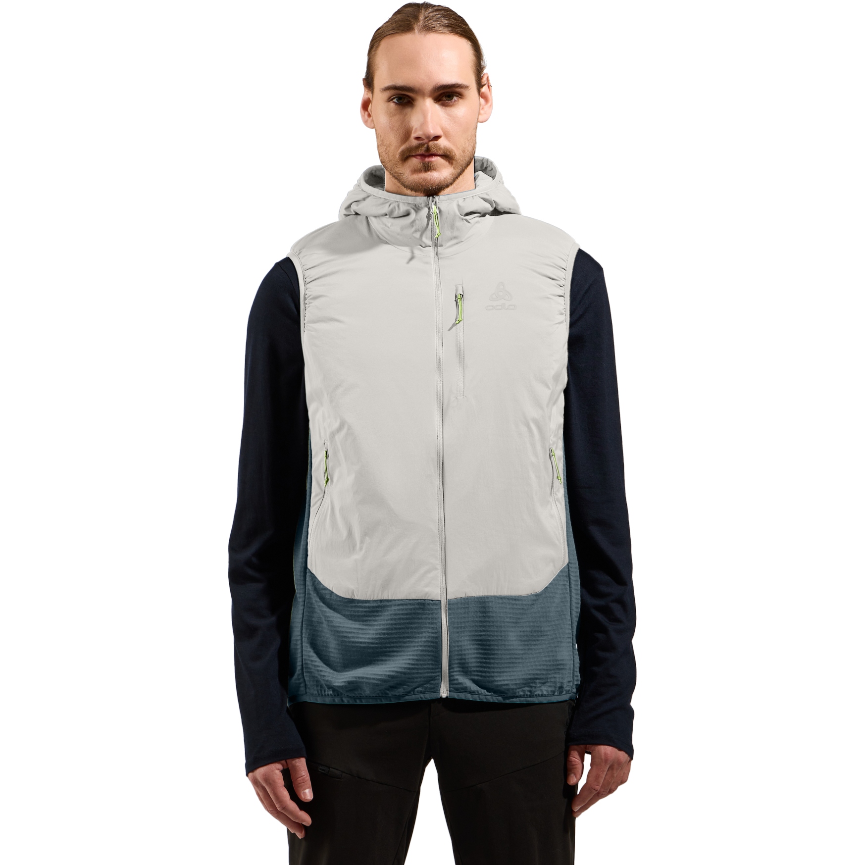 Immagine prodotto da Odlo Gilet Termico Uomo - Ascent Wool Hybrid - silver cloud - dark slate