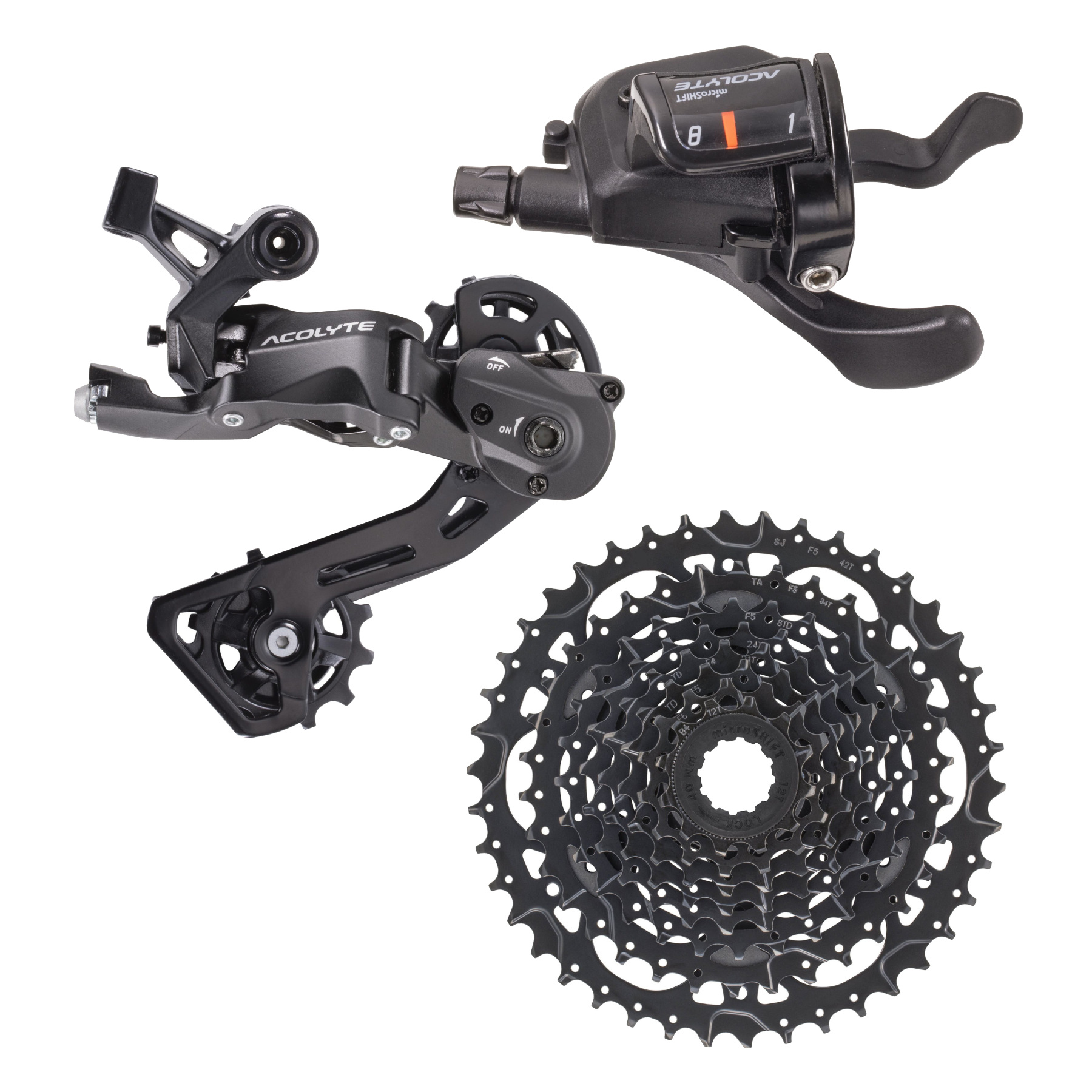 Picture of microSHIFT Acolyte Groupset with Flatbar Shifter - 1x8-speed - 12-42 Teeth