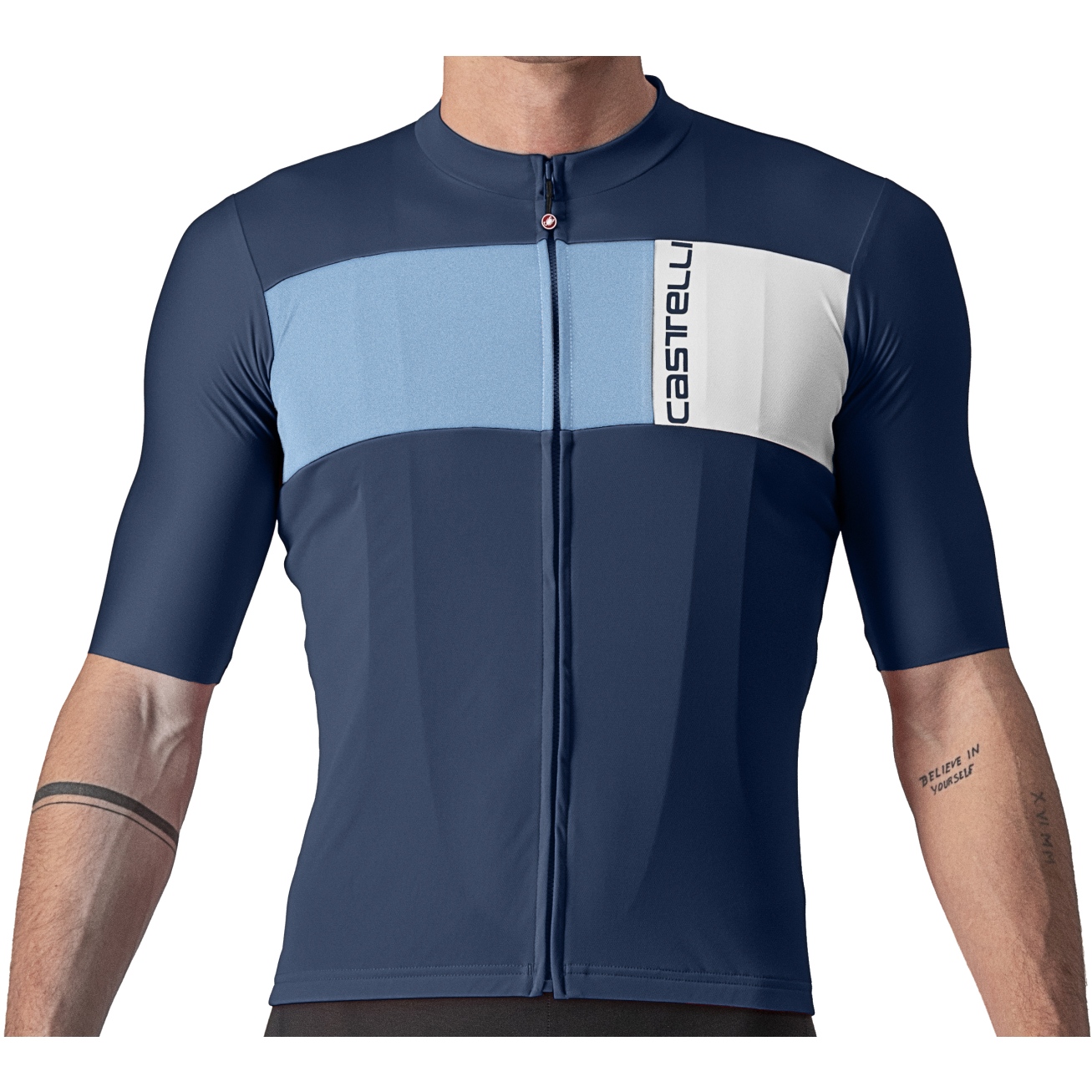 Productfoto van Castelli Prologo 7 Fietsshirt met Korte Mouwen Heren - belgian blue/drive blue-silver grey 424