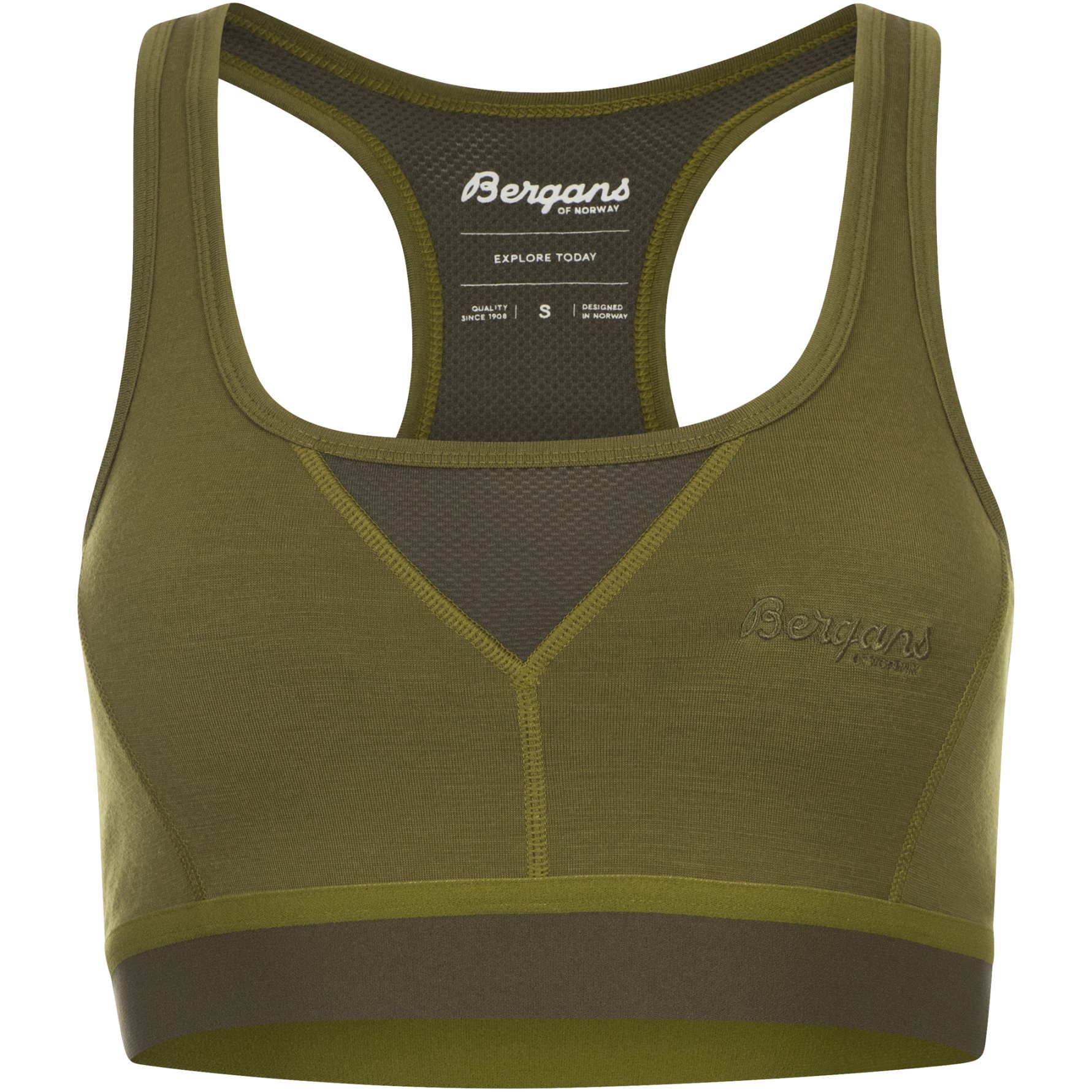 Picture of Bergans Cecilie Wool Top - trail green/dark olive green