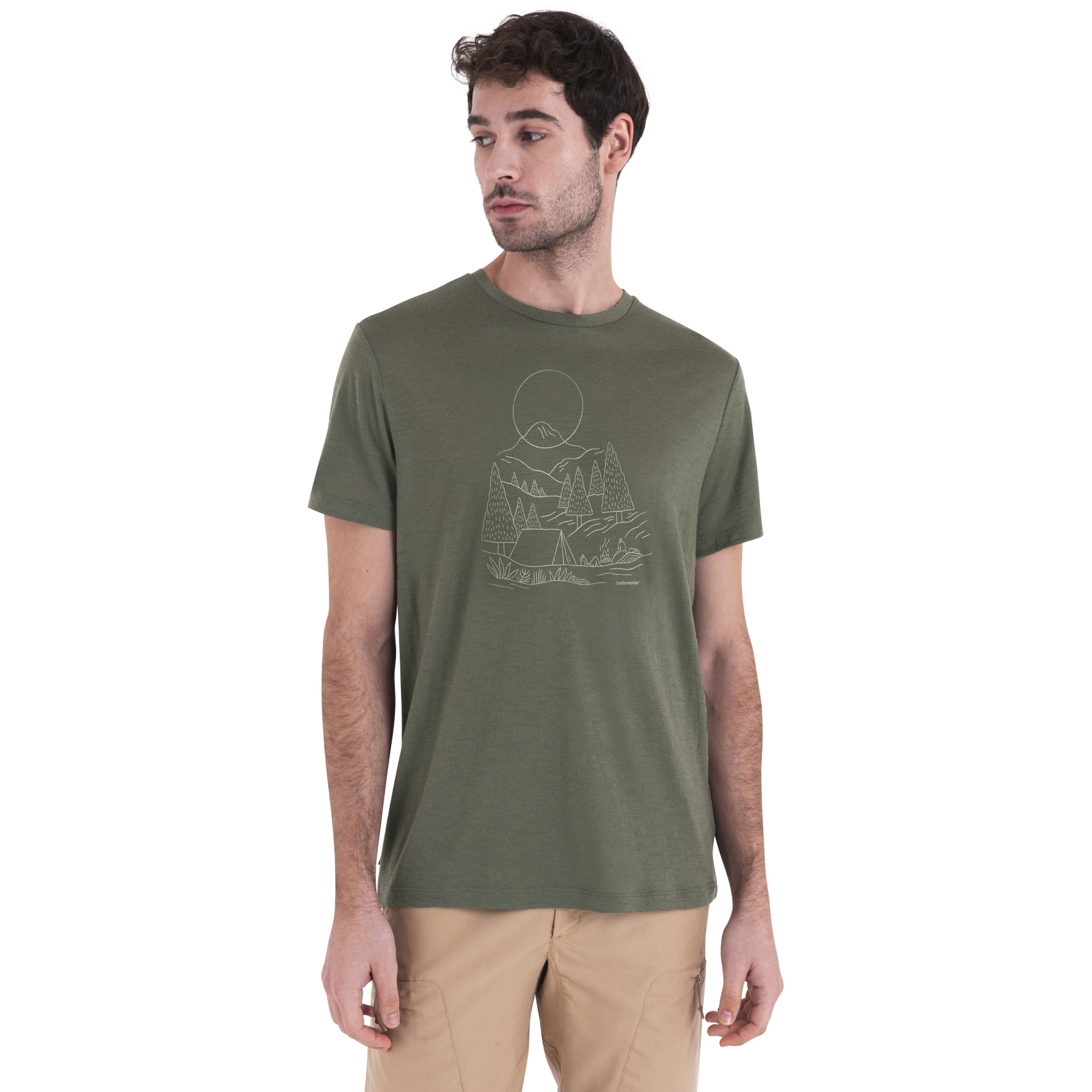 Icebreaker Merino 150 Tech Lite III Short Sleeve Tee Sunset Camp Men - Loden