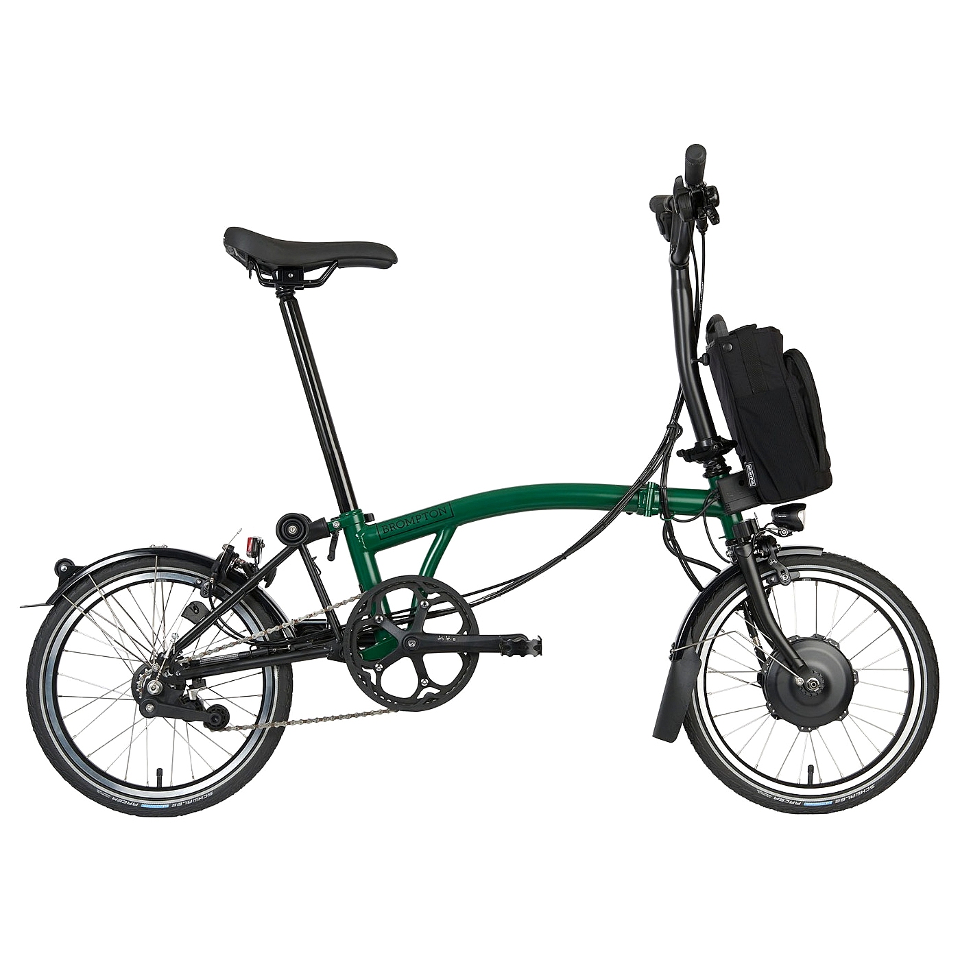 Picture of Brompton Electric C Line Explore - 6-Speed - Mid Bar - Standard Seatpost - 16&quot; Electric Folding Bike - 2023 - racing green