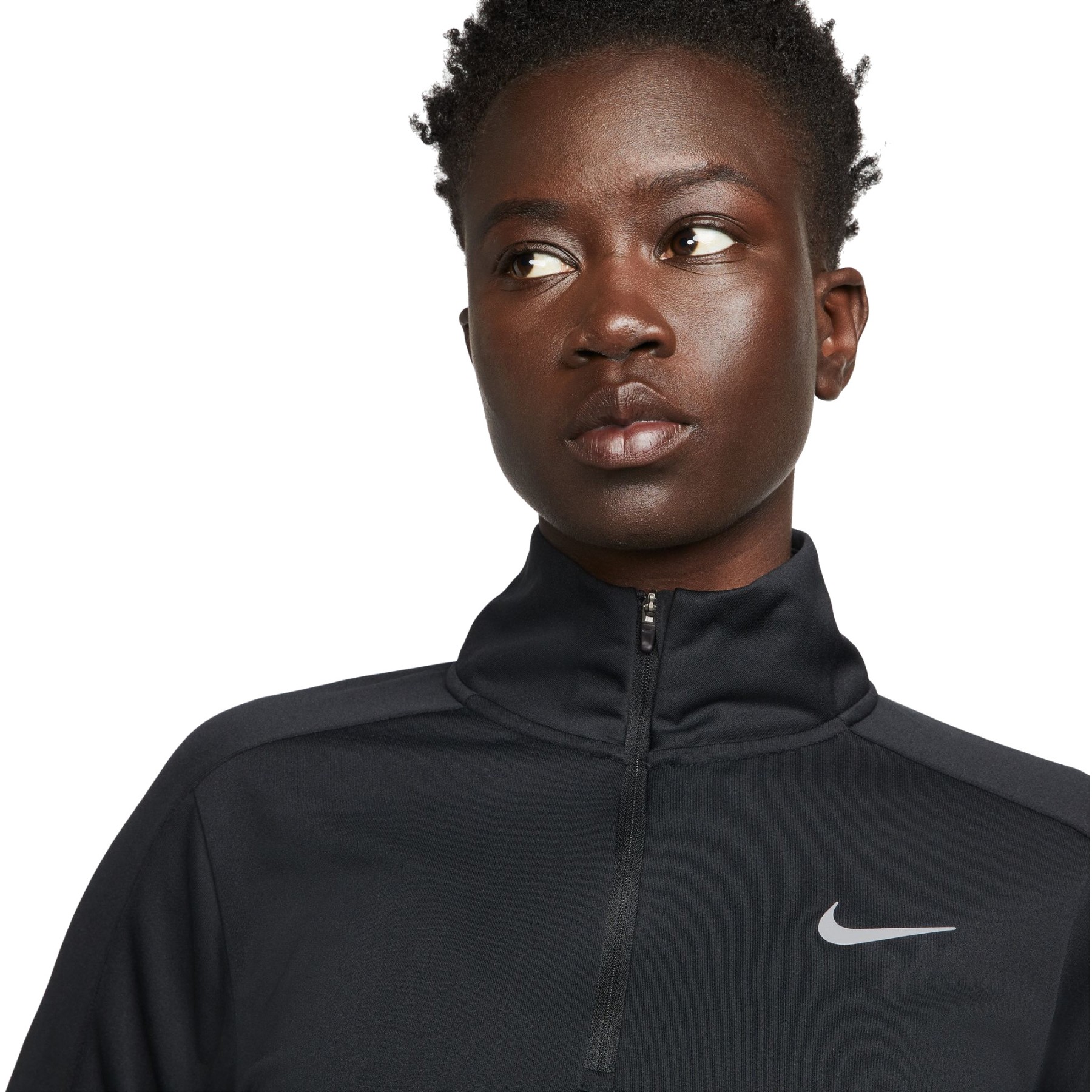 Nike Felpa Donna Dri FIT Pacer 1 4 Zip black reflective silver DQ6377 010