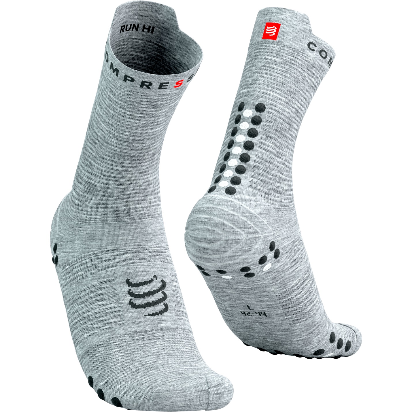 Picture of Compressport Pro Racing Compression Socks v4.0 Run High - grey melange/black