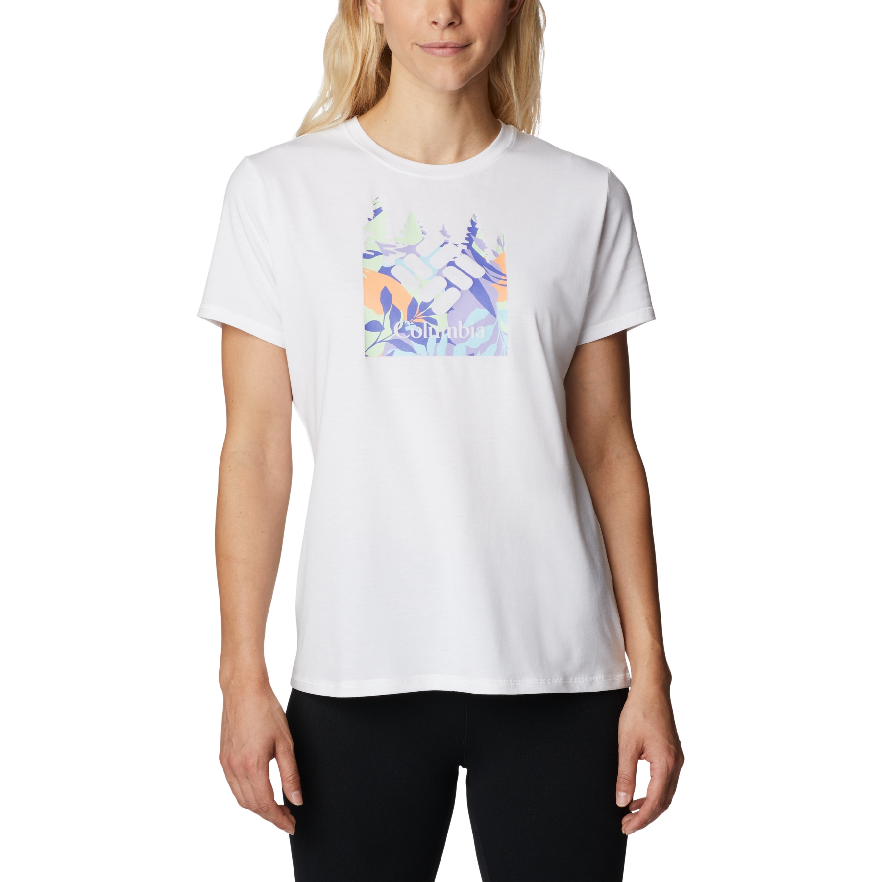 Productfoto van Columbia Sun Trek Graphic T-Shirt Dames - White/Arboreal Swirl Graphic
