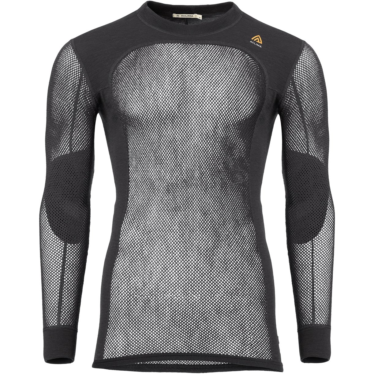 Мужской длинный рукав Aclima WoolNet Original с круглым вырезом горловины - черный как смоль